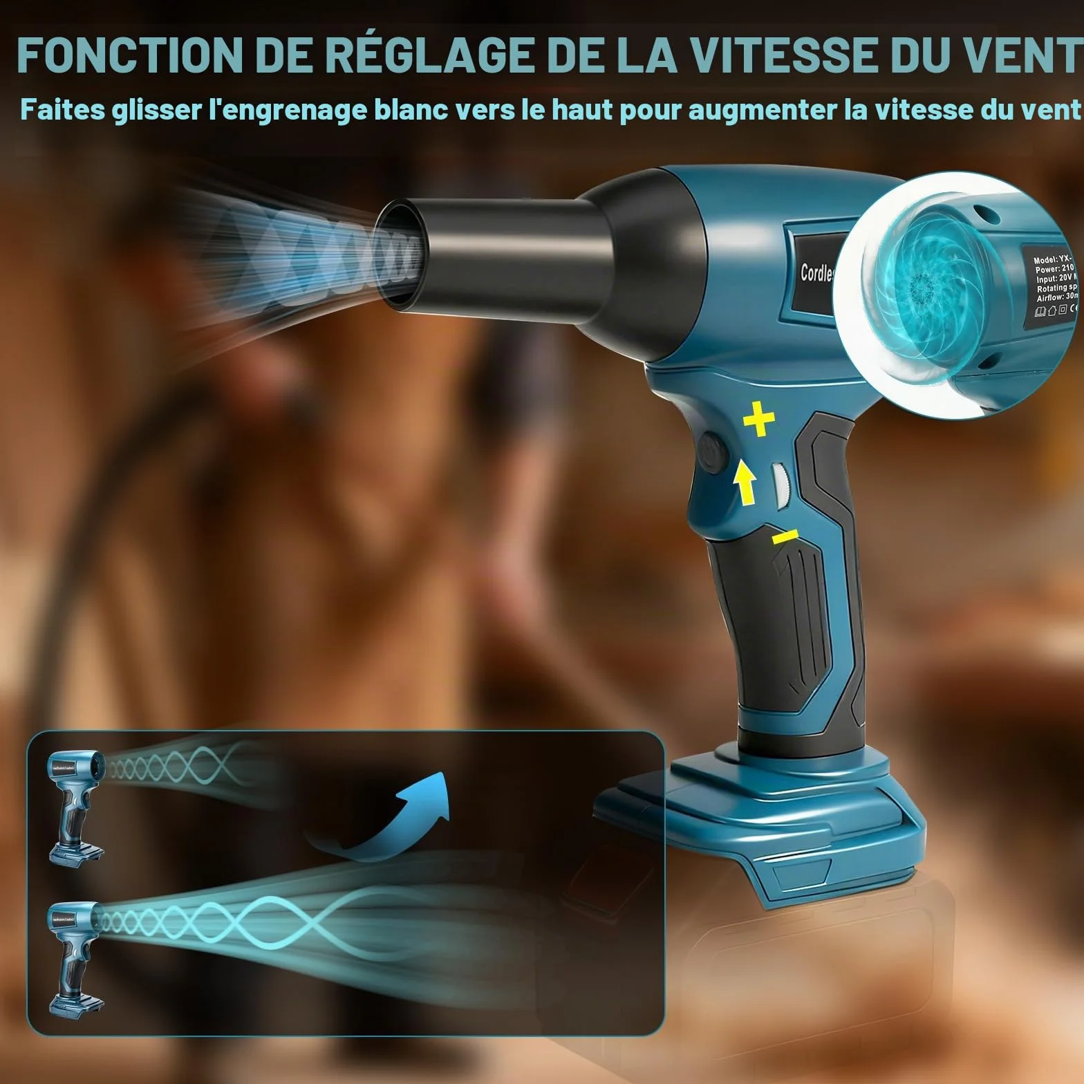 Makita 18V Souffleur à Feuilles sans Fil sans Balais 130000 TR/Min Vitesse Réglable 5 Buses