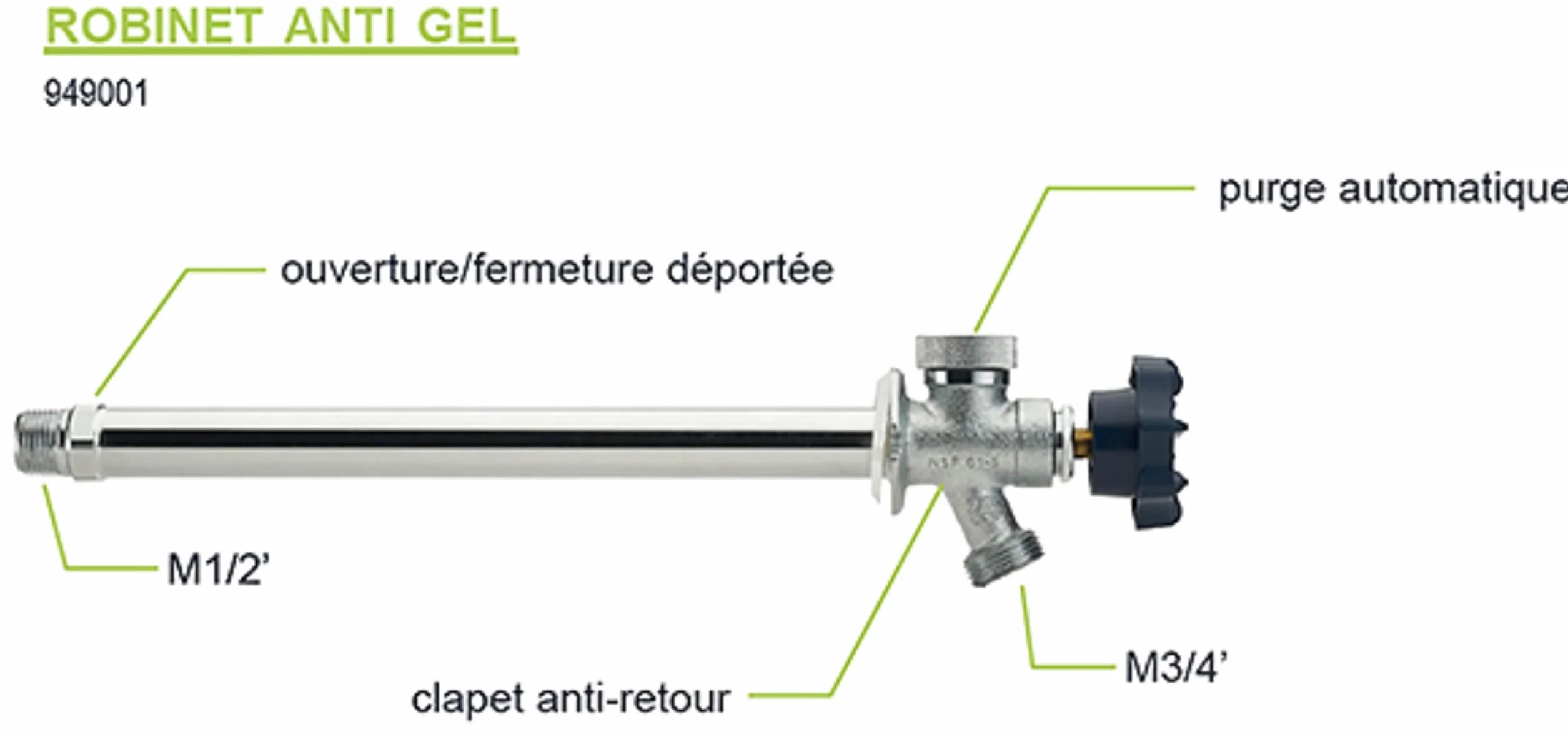 AROZ Robinet Extérieur Incongelable 25 cm