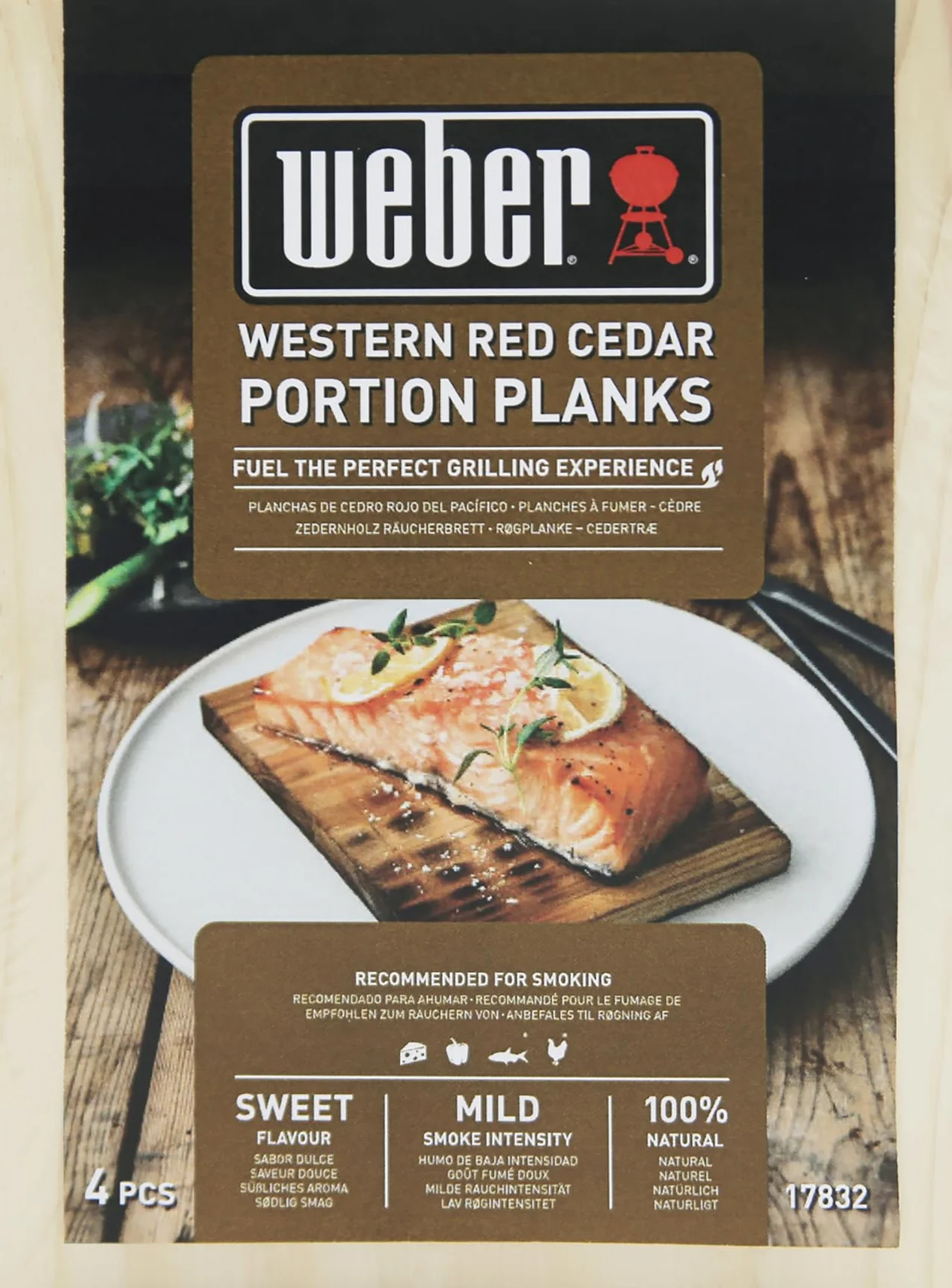 Weber Planches de fumage en cèdre rouge Western petit 1,1 x 11 x 15 cm lot de 4