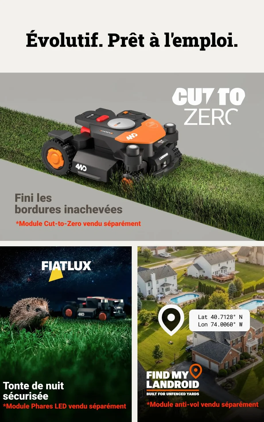 WORX Vision Cloud WR340E Robot Tondeuse sans Fil 600 m² VSLAM RTK 84%