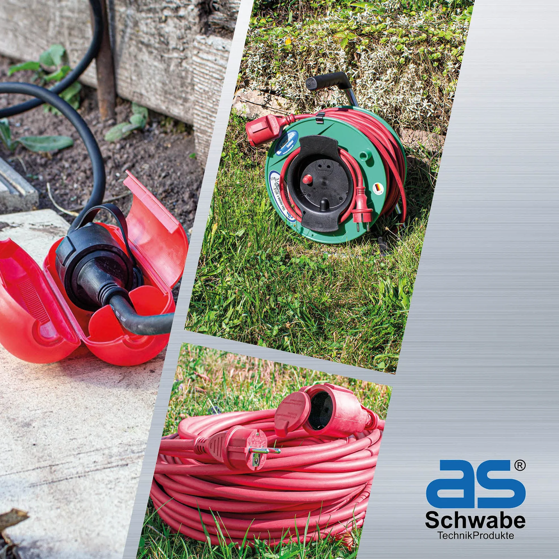 as - Schwabe Boîtier de Sécurité Fiche et Prise 2PT+T Protection contre les Influences Extérieures Parfait en Extérieur Avec Crochet de Suspension Pratique Rouge I 48707