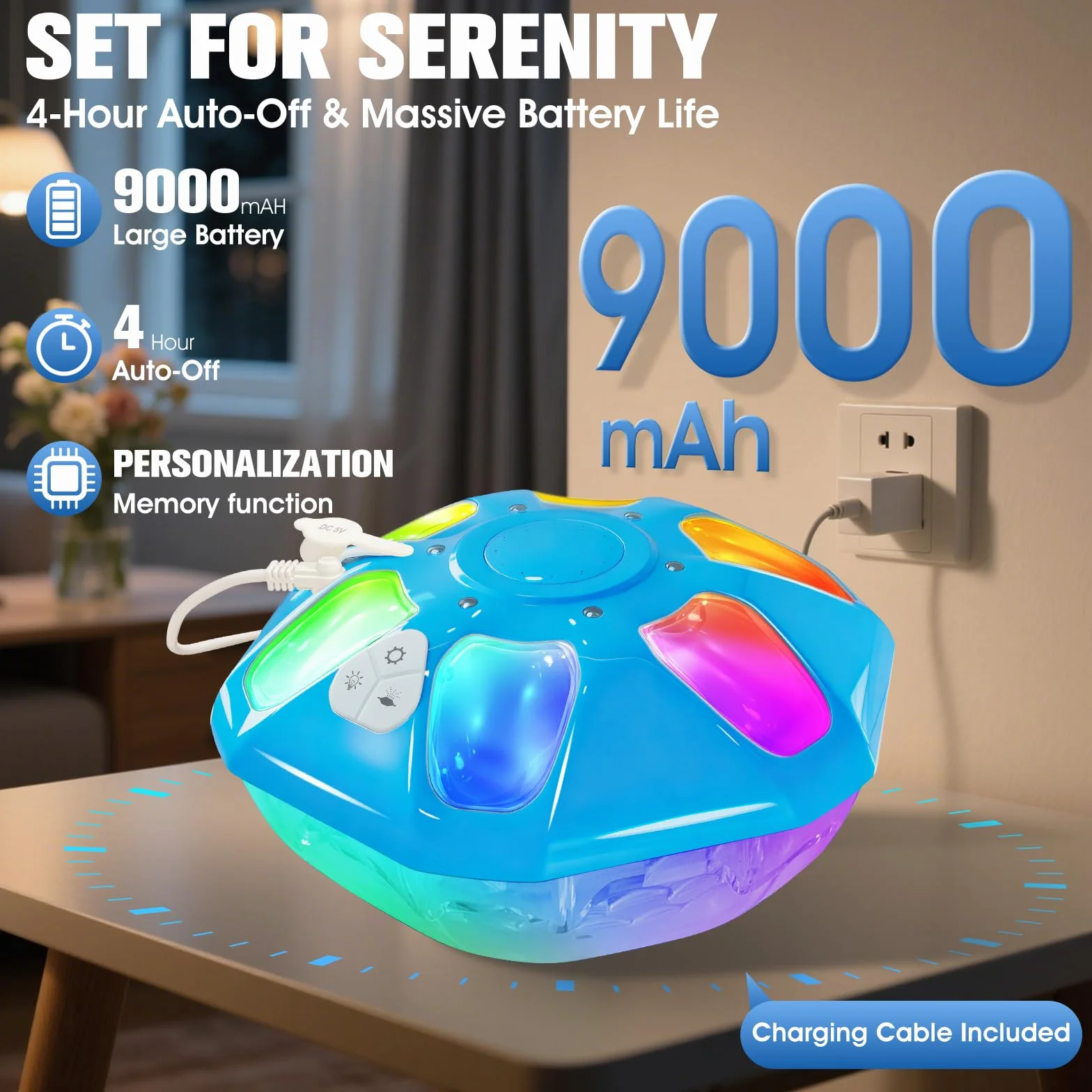 KingSom Fontaine Piscine LED Rechargeable 2 Modes Jet 12 Modes Éclairage Flottante Hors Sol