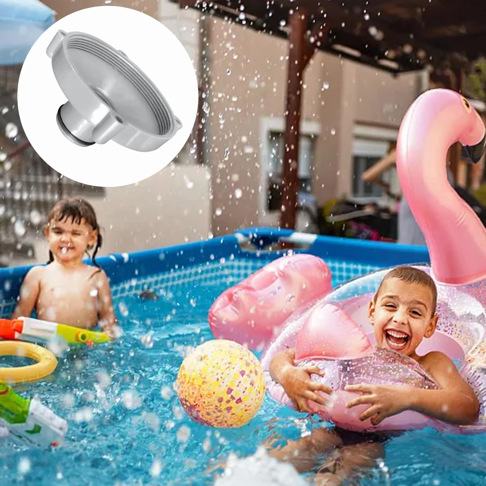 Lot de 2 adaptateurs pour tuyau d'aspiration piscine Quick-up gris