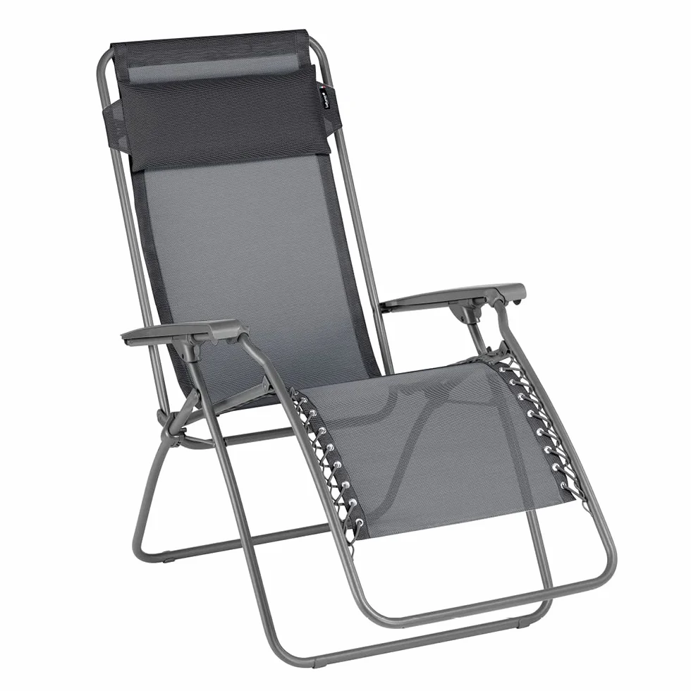 Lafuma Fauteuil Relax Zéro Gravité RT 2 Chaise Longue Pliante Toile Batyline Gris Fonte