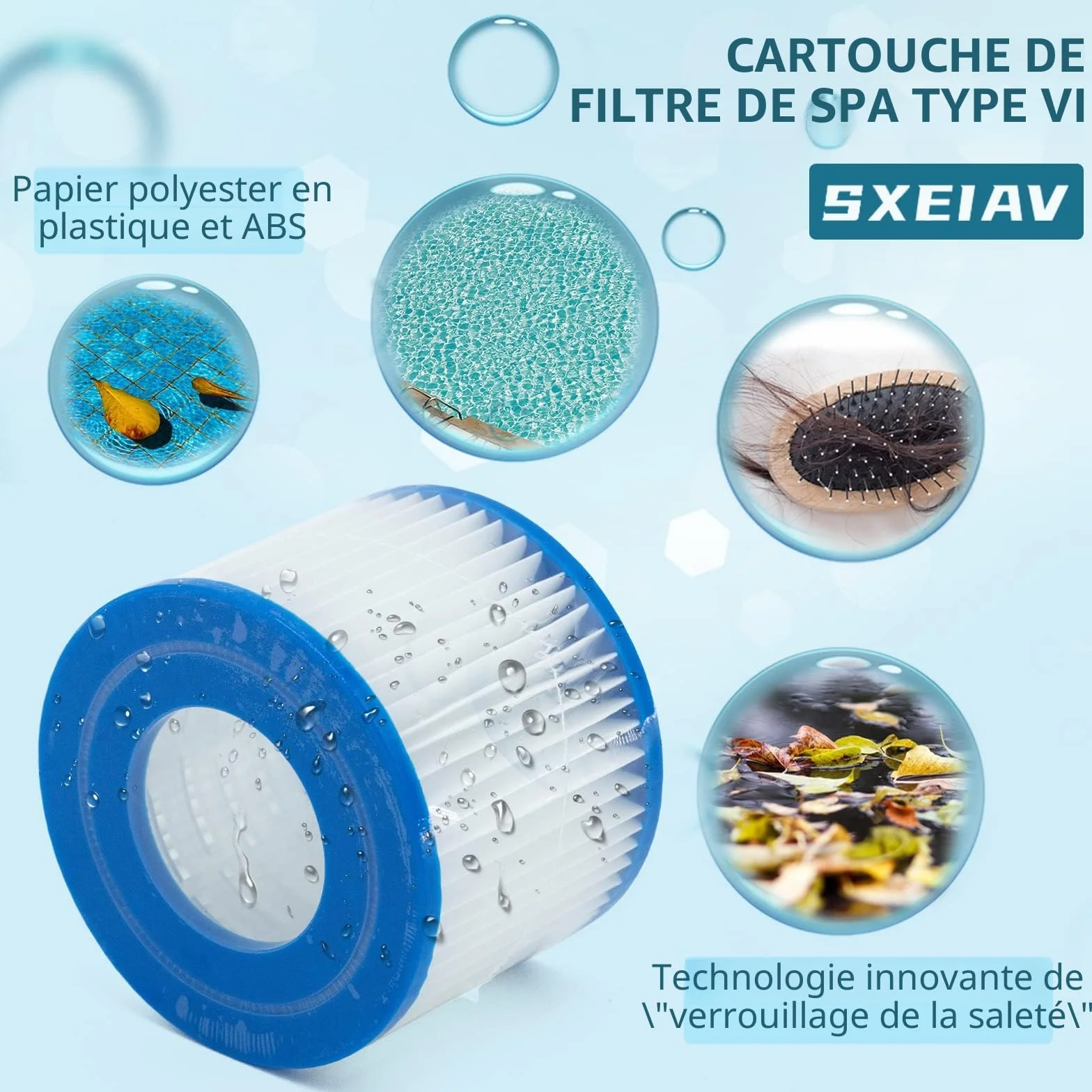 Lot de 8 Filtre VI Cartouche pour Bestway Lay-Z-Spa, Filtre de Spa Type VI