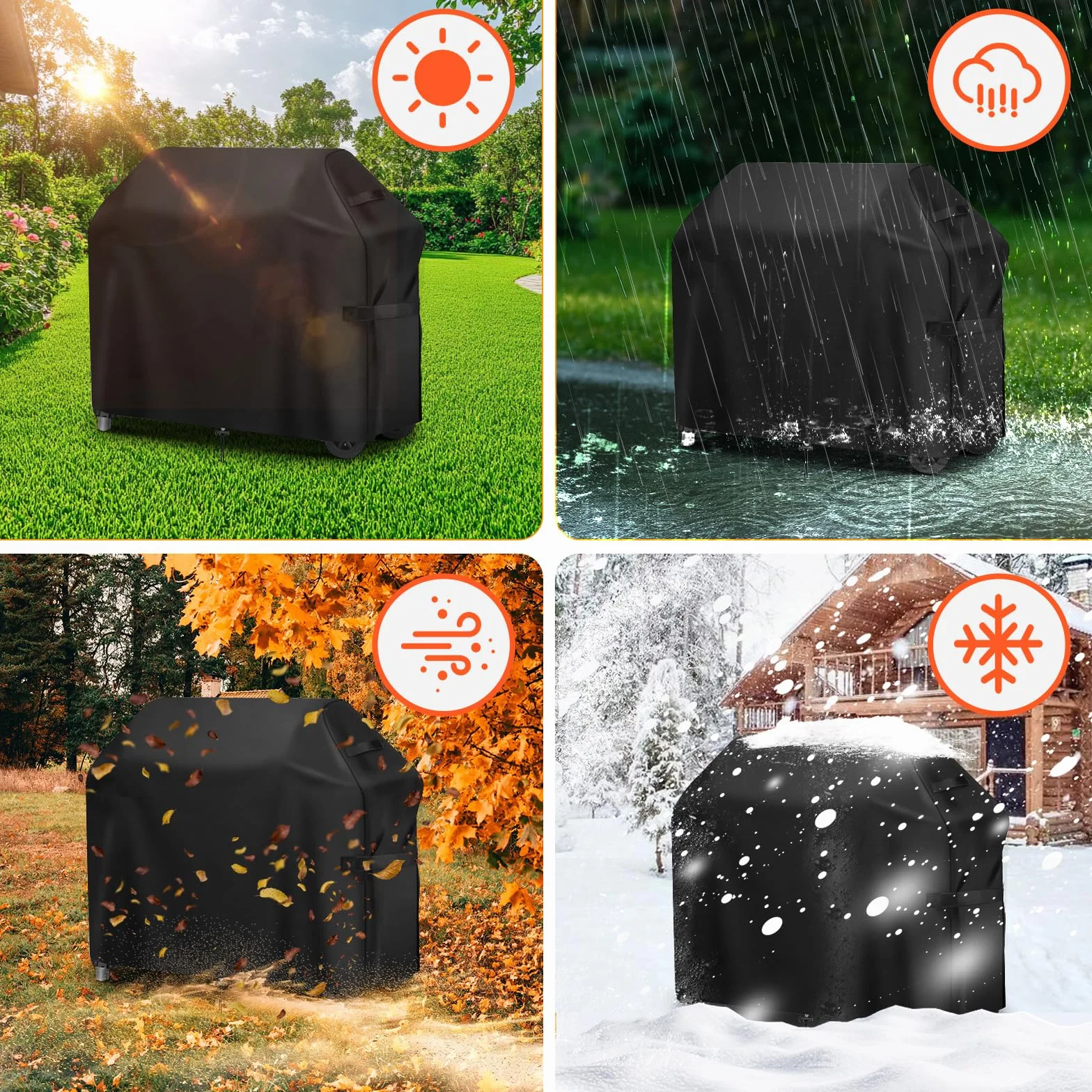 Housse de Protection pour Barbecue Imperméable 420D Oxford 132 x 66 x 109 cm