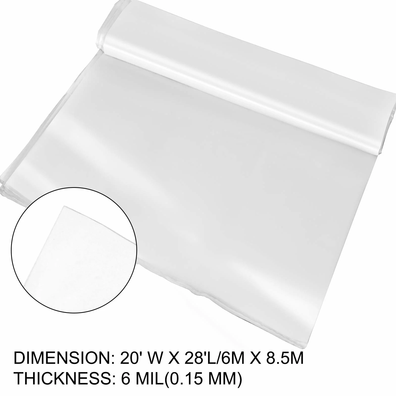 VEVOR Film à Effet de Serre 6 x 8,5 m Polyéthylène 0,15 mm Housse de Protection