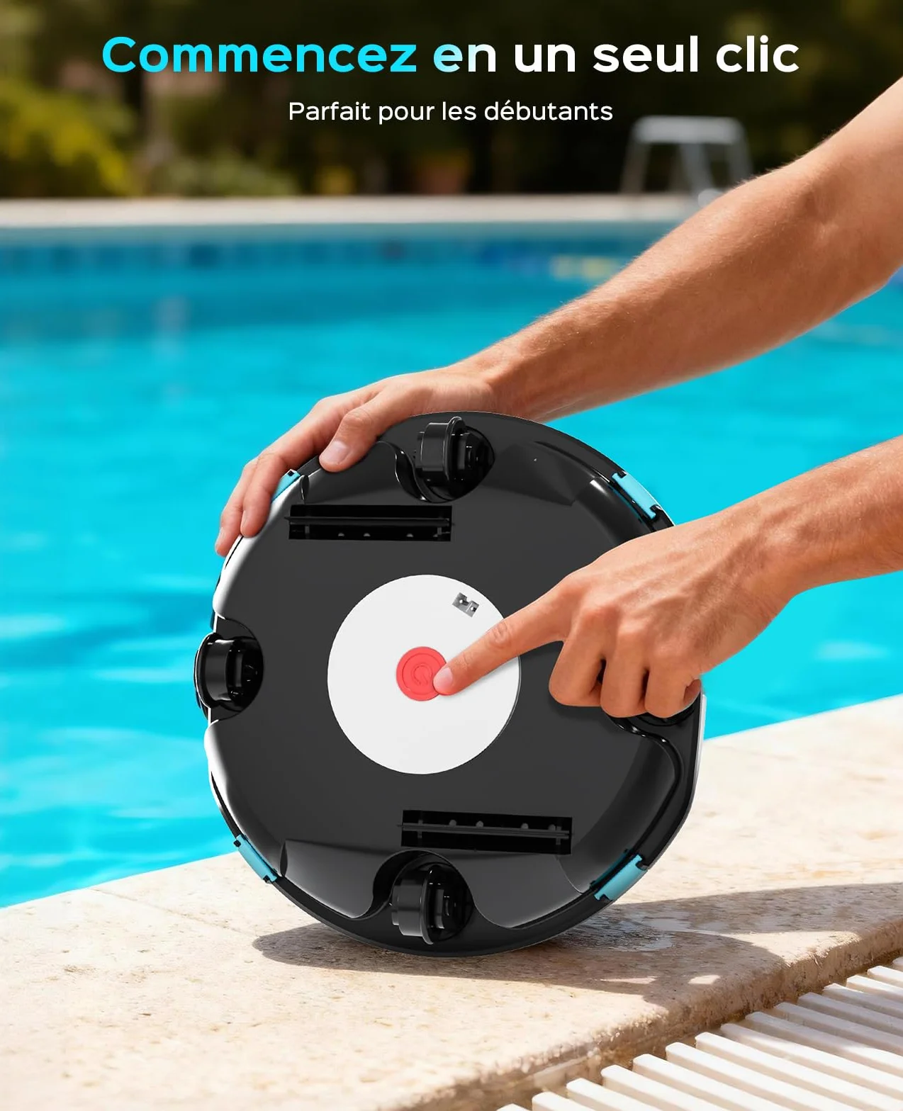 Winny 200P Robot Piscine sans Fil, Aspirateur Piscine Autonomie 80 Min, Double Filtration, Stationnement Automatique