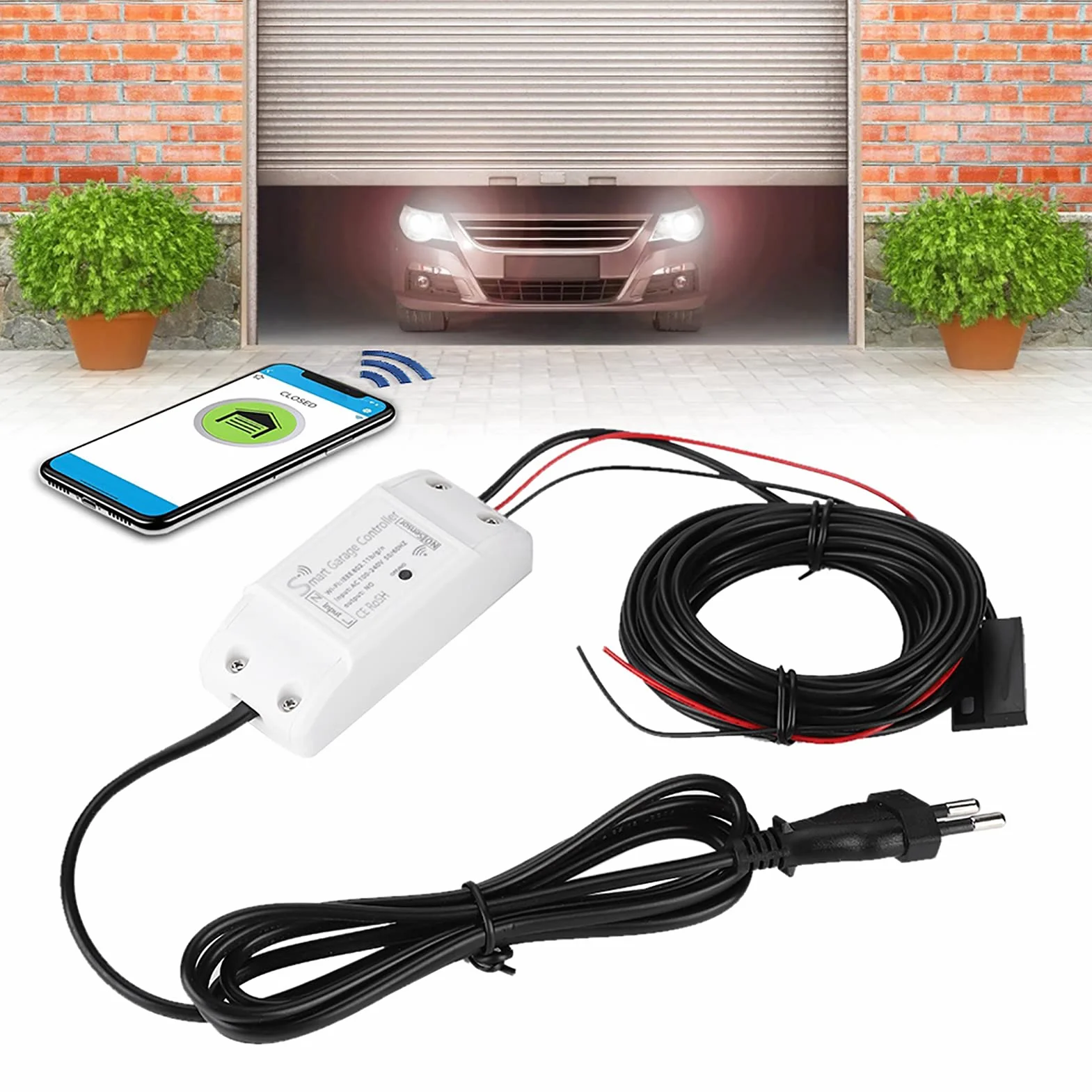 Tosuny WiFi Smart Switch Garage Porte télécommande ouvre-Porte Dispositif, Support téléphone APP contrôle, Fonctionne avec Alexa et Google (UE)