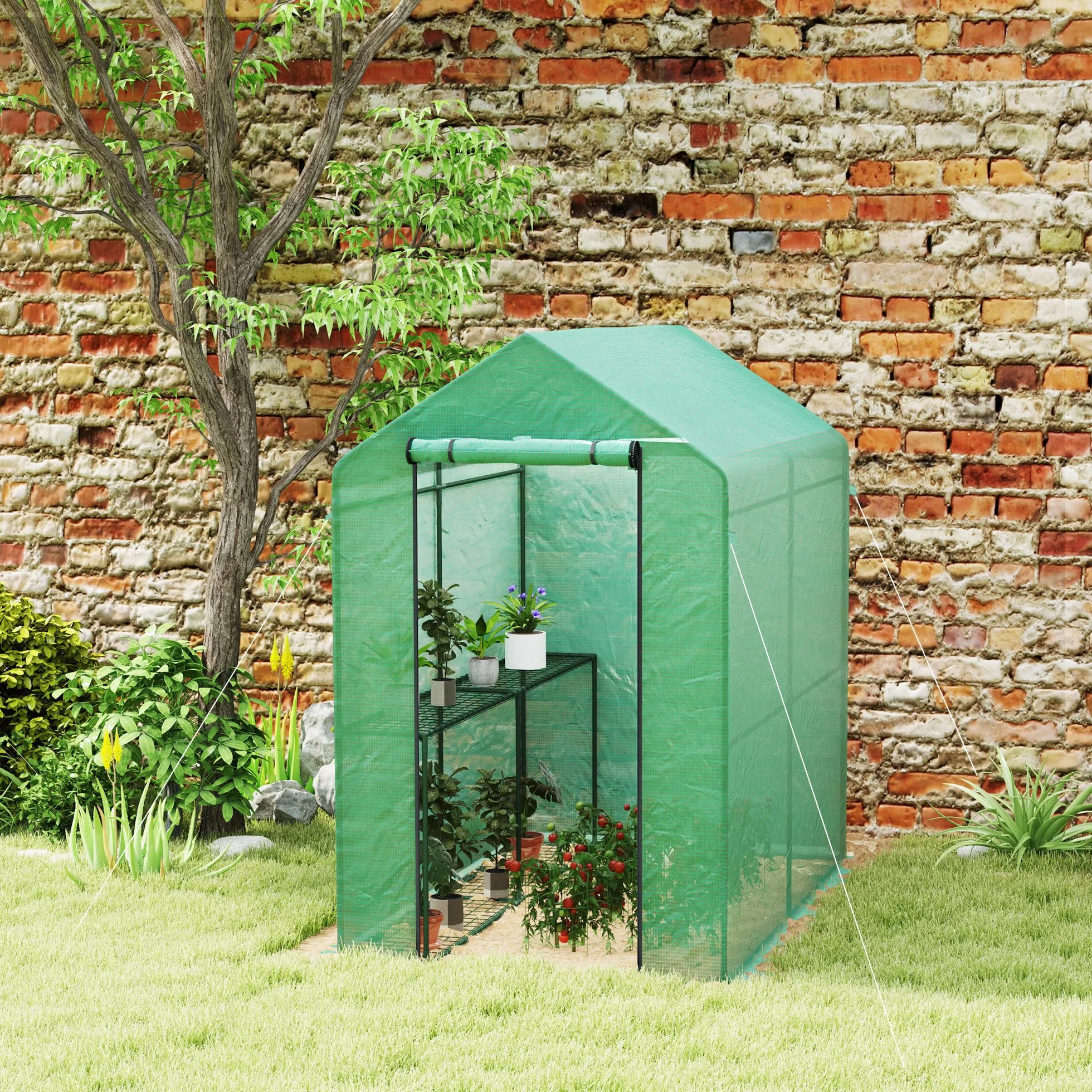 Outsunny Serre de Jardin PE, 140 g/m², 186 x 120 x 190 cm, Vert