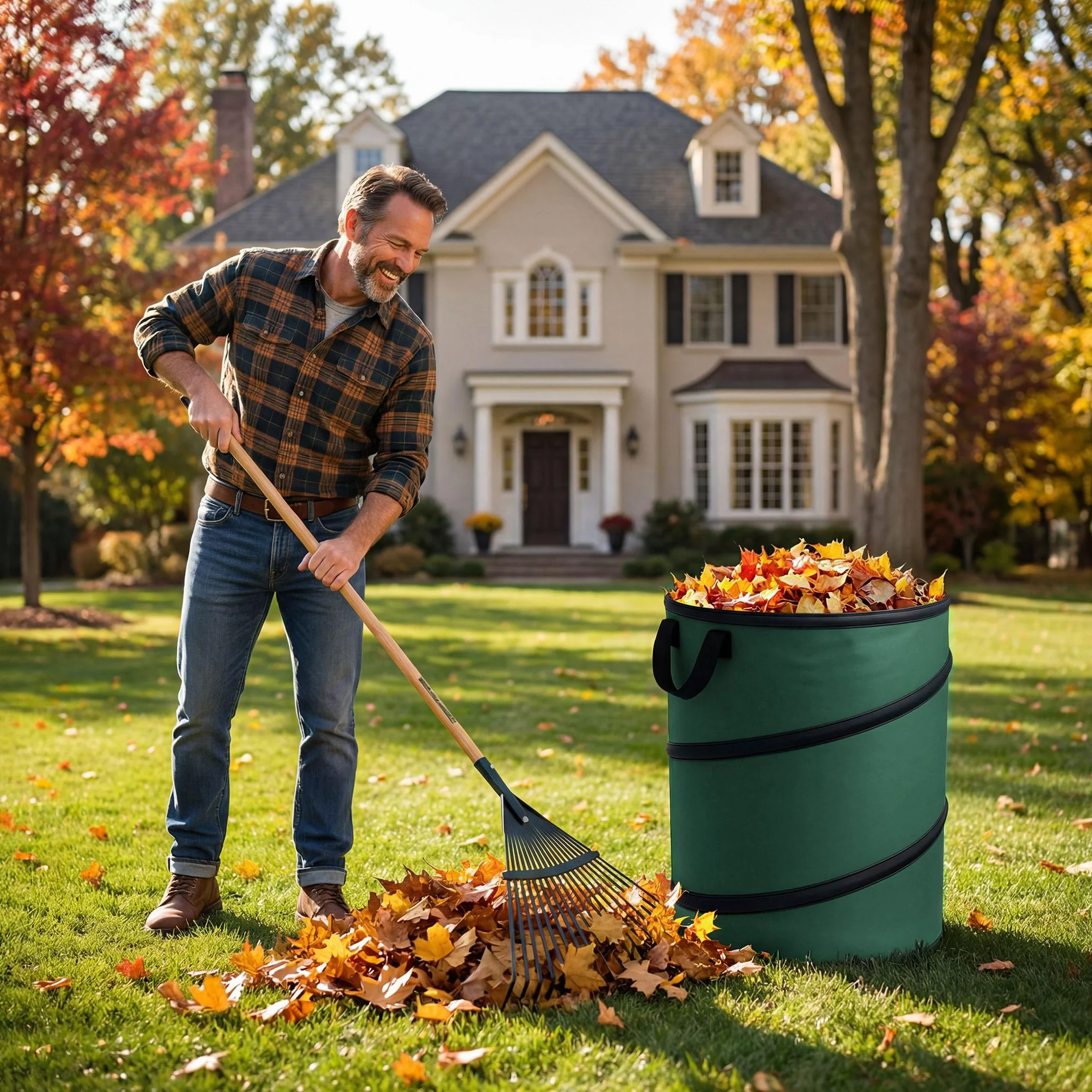 Wiltec Sac à feuilles rond 100 l vert pop-up pliable 600D Oxford polyester collecte déchets jardin