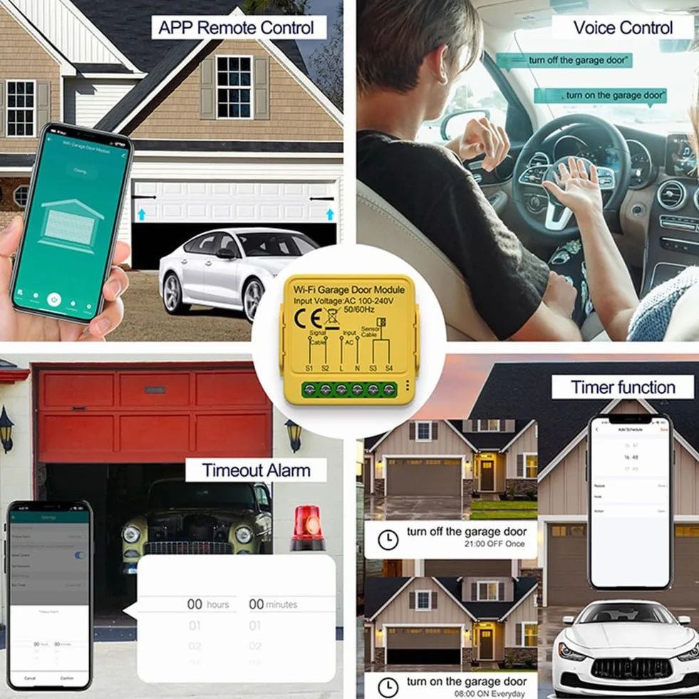 Module de Contrôleur D'Ouvre-Porte de Garage Tuya, Commutateur de Télécommande, Application Smart Life, Fonctionne avec Alexa Home Assistant Wifi