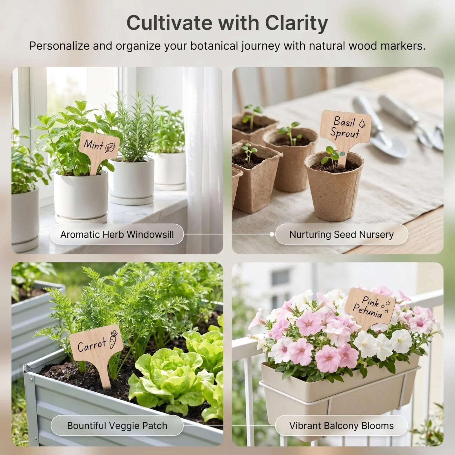 Étiquettes Jardin en Bambou 40 Pièces 6 x 10 cm, Marqueurs pour Plantes et Potager
