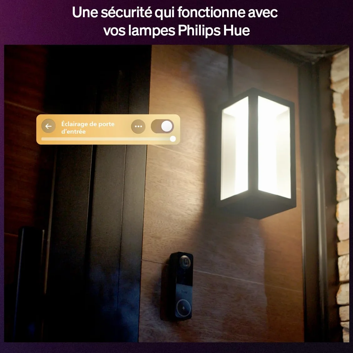 Philips Hue Sonnette vidéo filaire et Carillon connecté Secure – Caméra de surveillance extérieure résolution 2K avec audio bidirectionnel et vue infrarouge, intégration avec les lampes Hue, noir