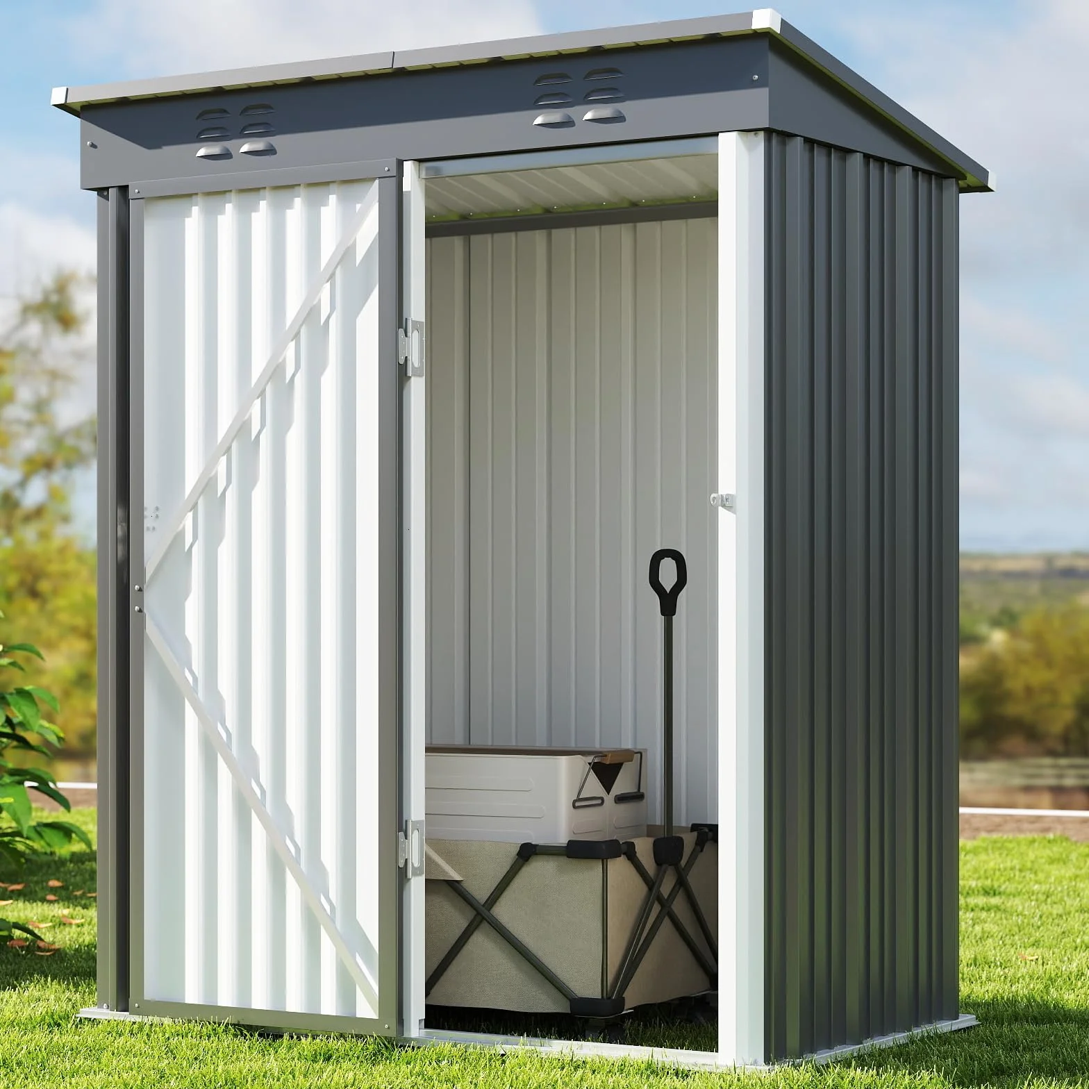 Bealife Abri de Jardin en Métal 180x162x95 cm Acier Galvanisé Gris
