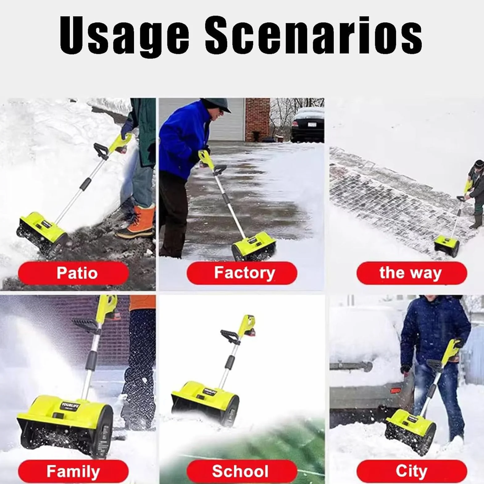 Souffleuse à Neige Sans Fil, Moteur Sans Balais, Manche Extensible, 2 Batteries