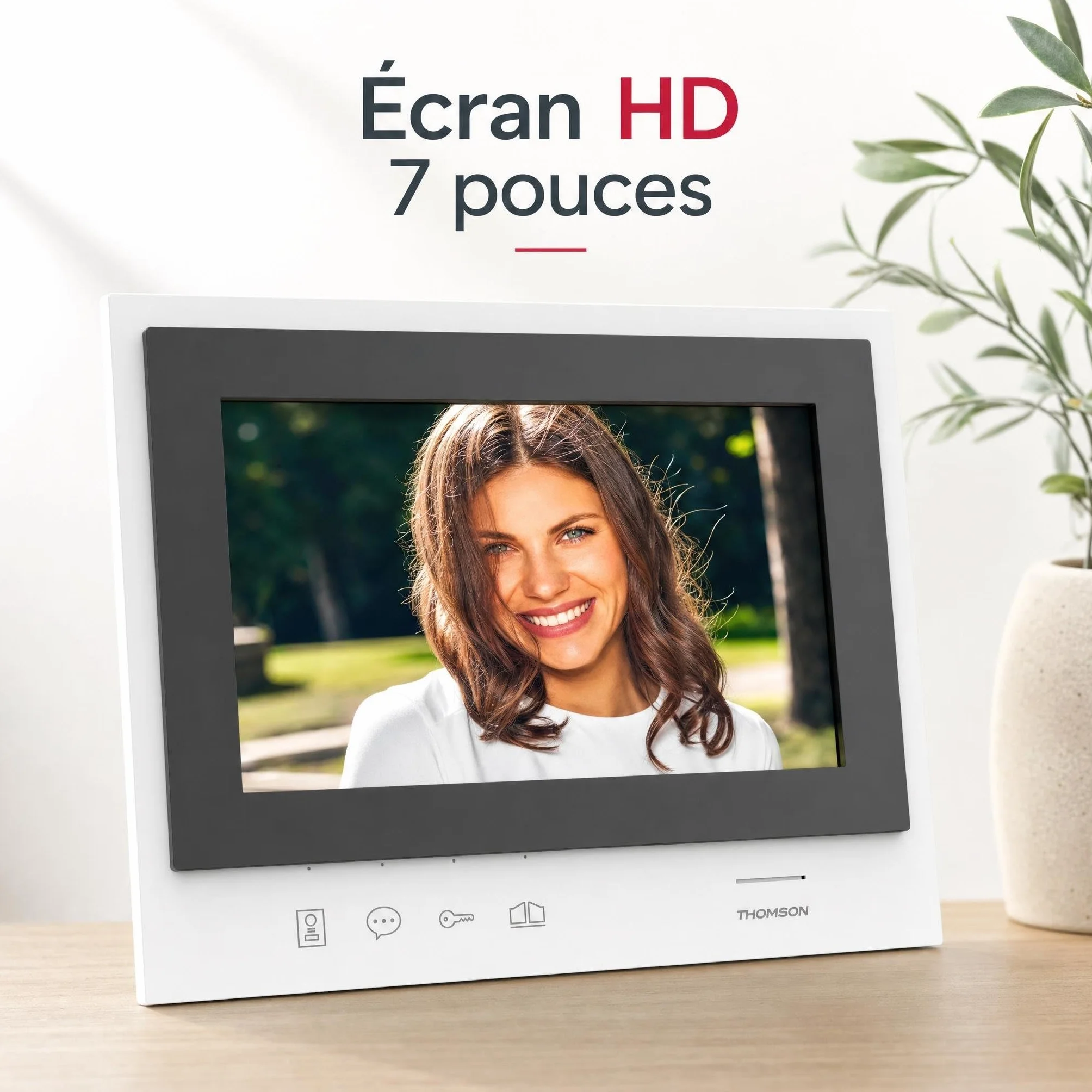 THOMSON Visiophone sans Fil HD Écran 7'' Portée 350m SD 8 Go Vision Nocturne IR Double Commande Portillon/Portail