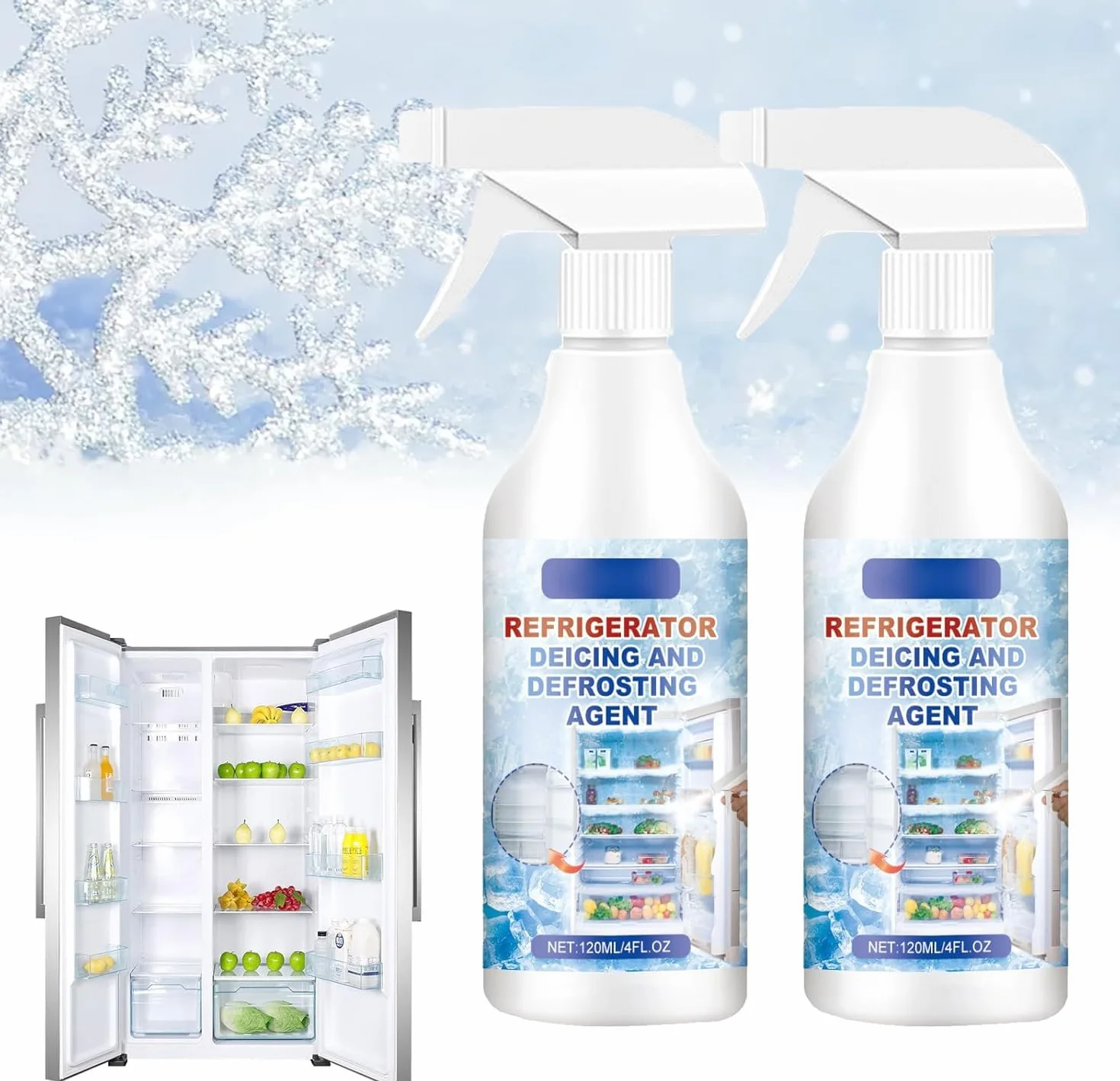 Dégivreur Réfrigérateur Congélateur 120 Ml 2 Pièces élimine Accumulation Glace