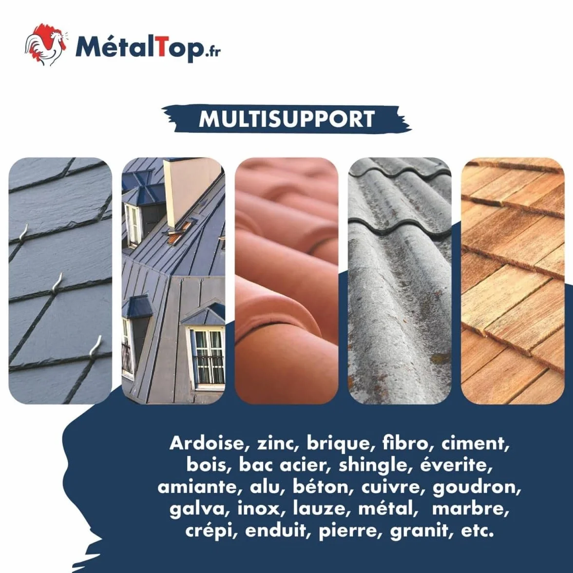 Metaltop - Peinture Toiture - Blanc pur - RAL 9010-1 L - Protection longue durée, résistante aux UV, application facile sur tuile, ardoise, tôle, fibrociment