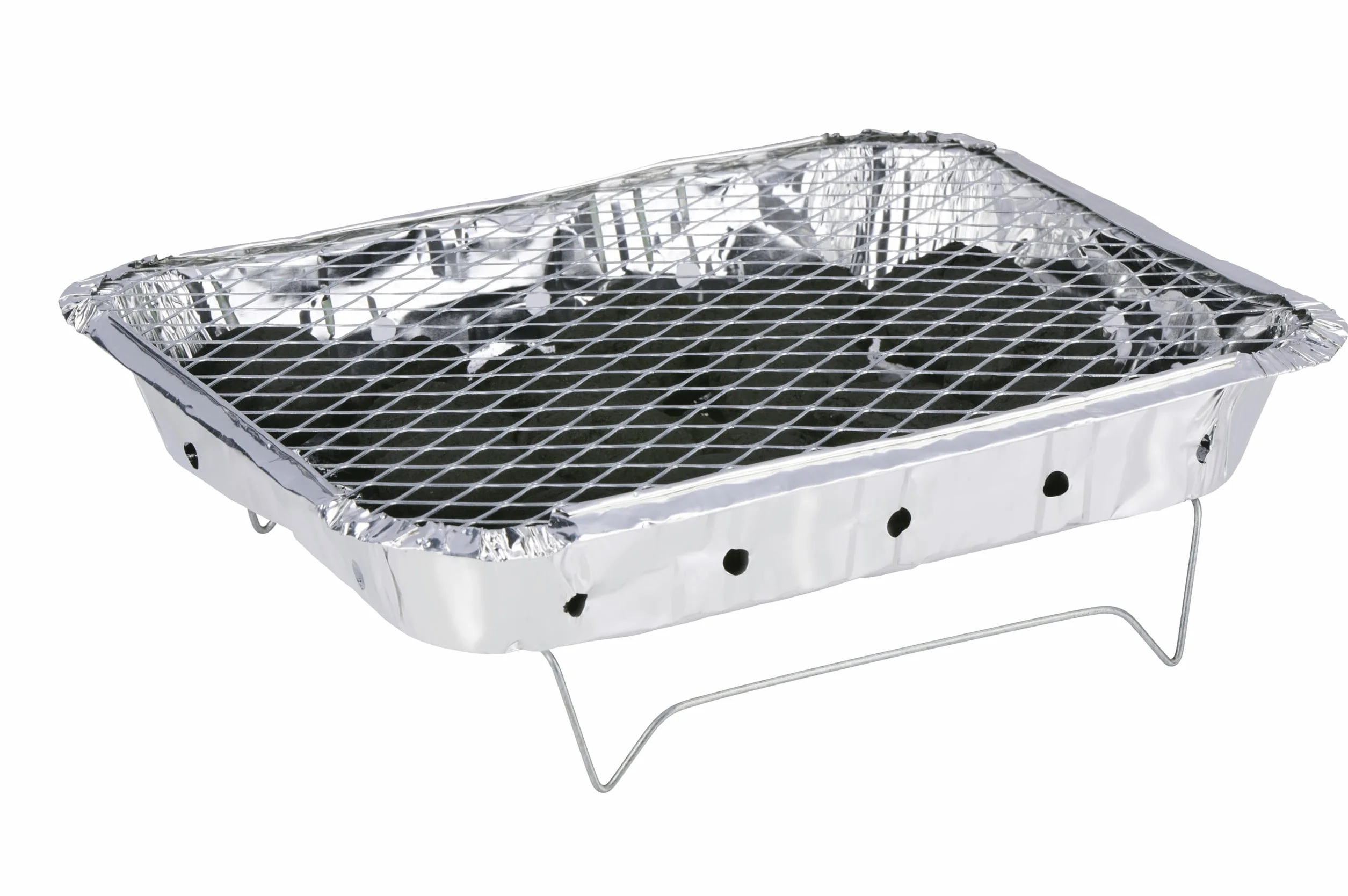 Barbecue Jetable Alpina avec Charbon – Prêt à l’Emploi – Format Compact – Durée 1,5 H – Idéal Extérieur