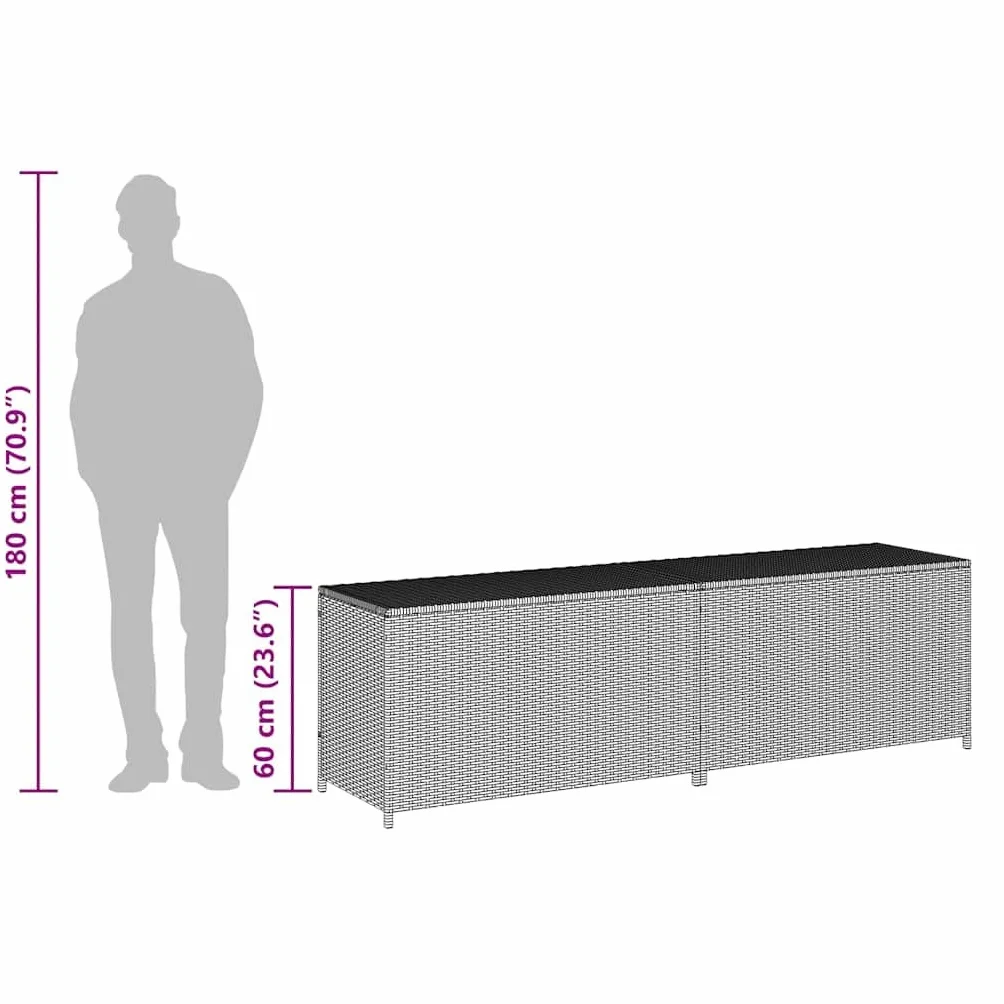 vidaXL Coffre de Rangement Jardin Résine Tressée 200x50x60 cm Gris