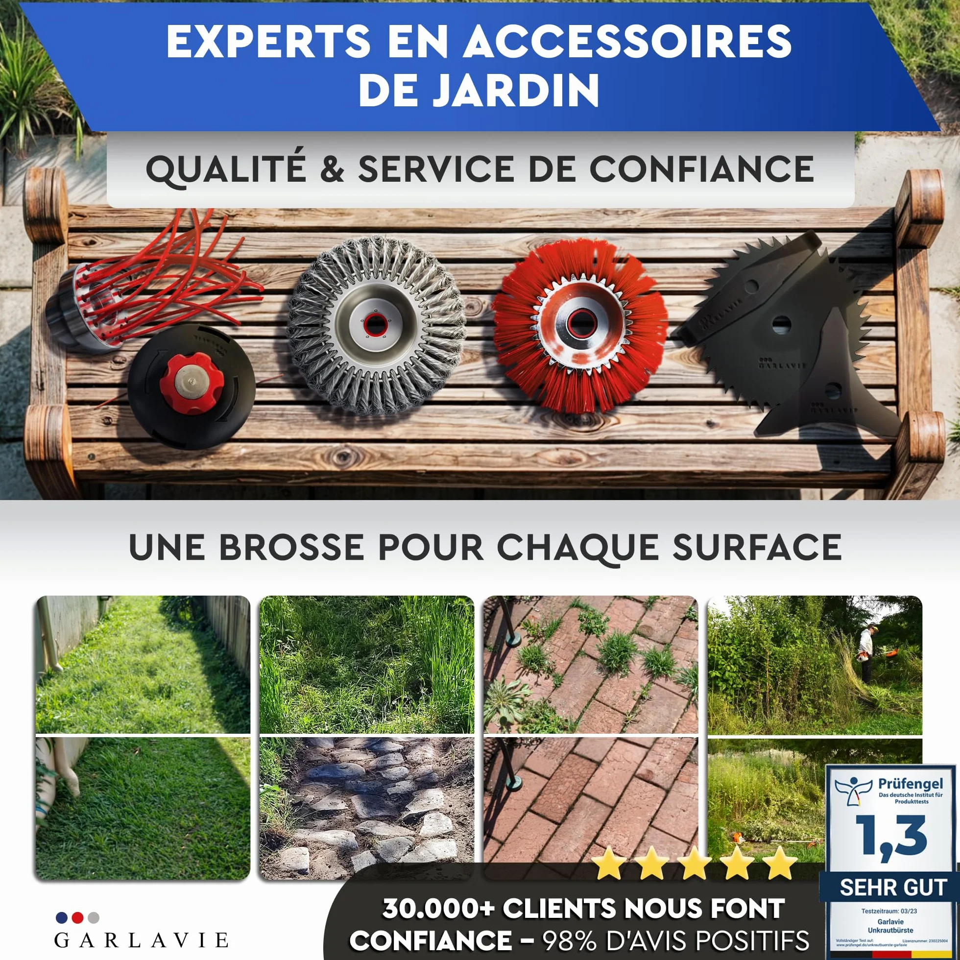 Tête de débroussailleuse universelle alésage 25,4 mm brosse métallique disque pour mauvaises herbes