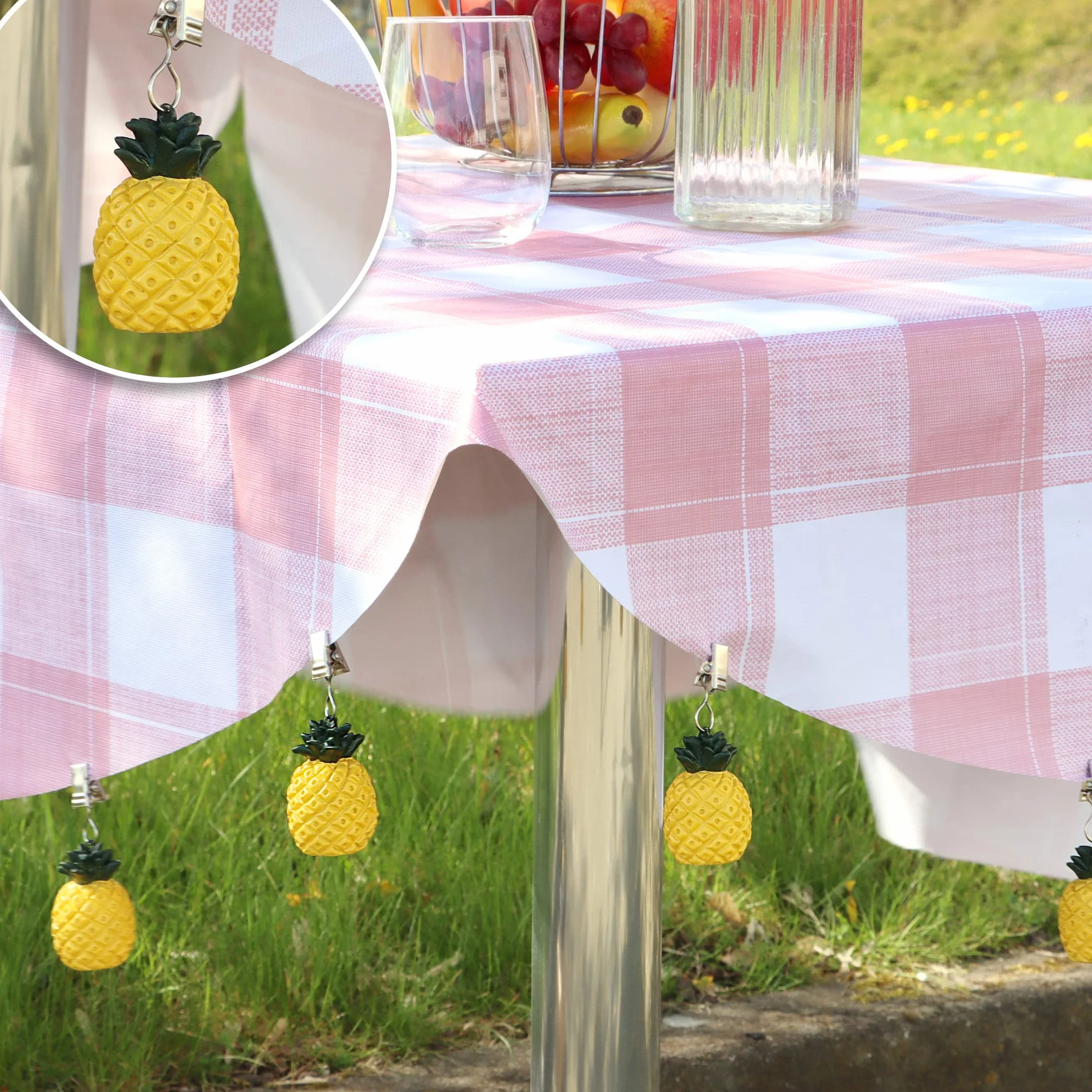 Poids de Nappe résistants aux intempéries avec Clip - Design Ananas 8 pcs Jaune