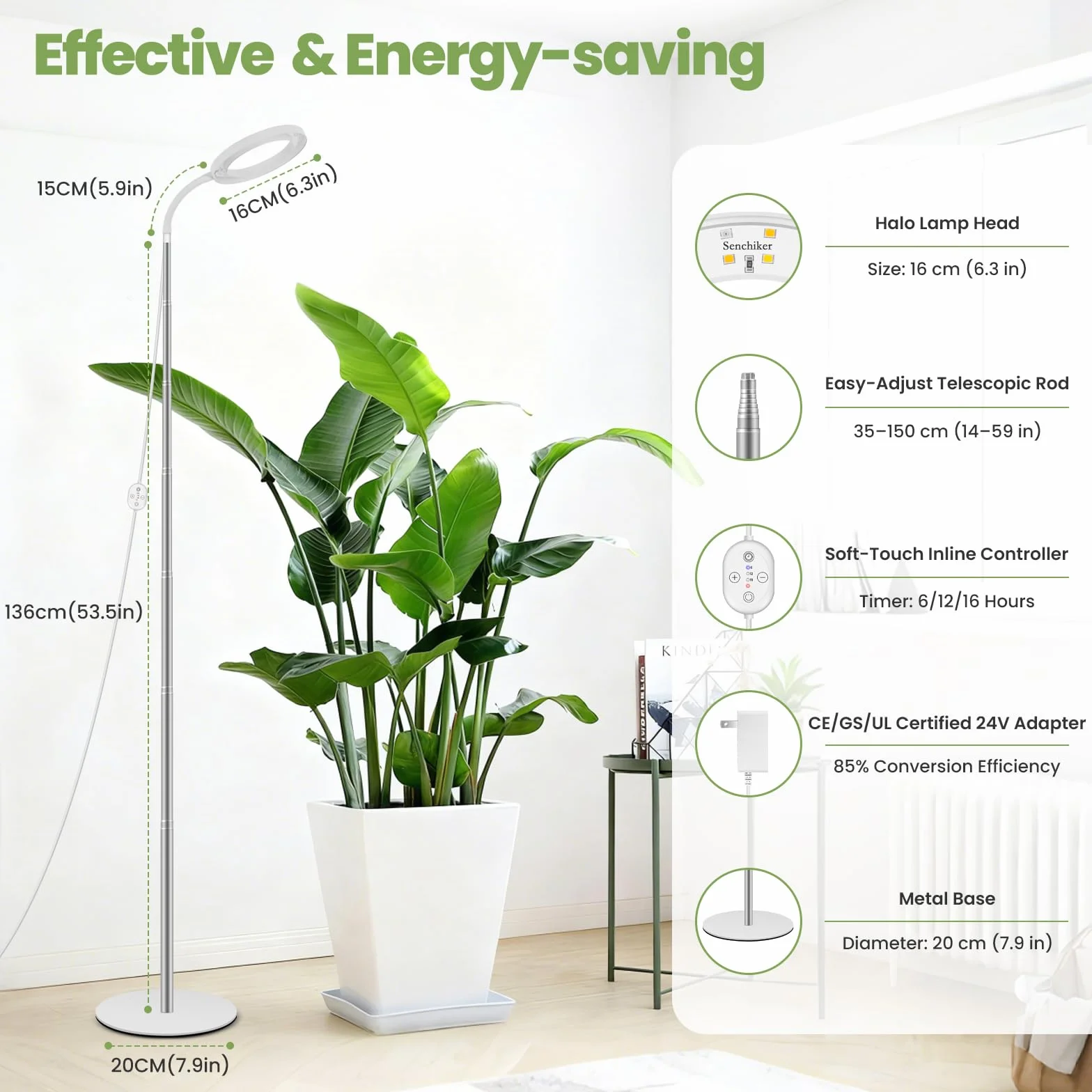 Lampes de croissance LED LUMILEDS 24V spectre complet 660 nm 15W 260 µmol/s/m² hauteur réglable 35-150cm