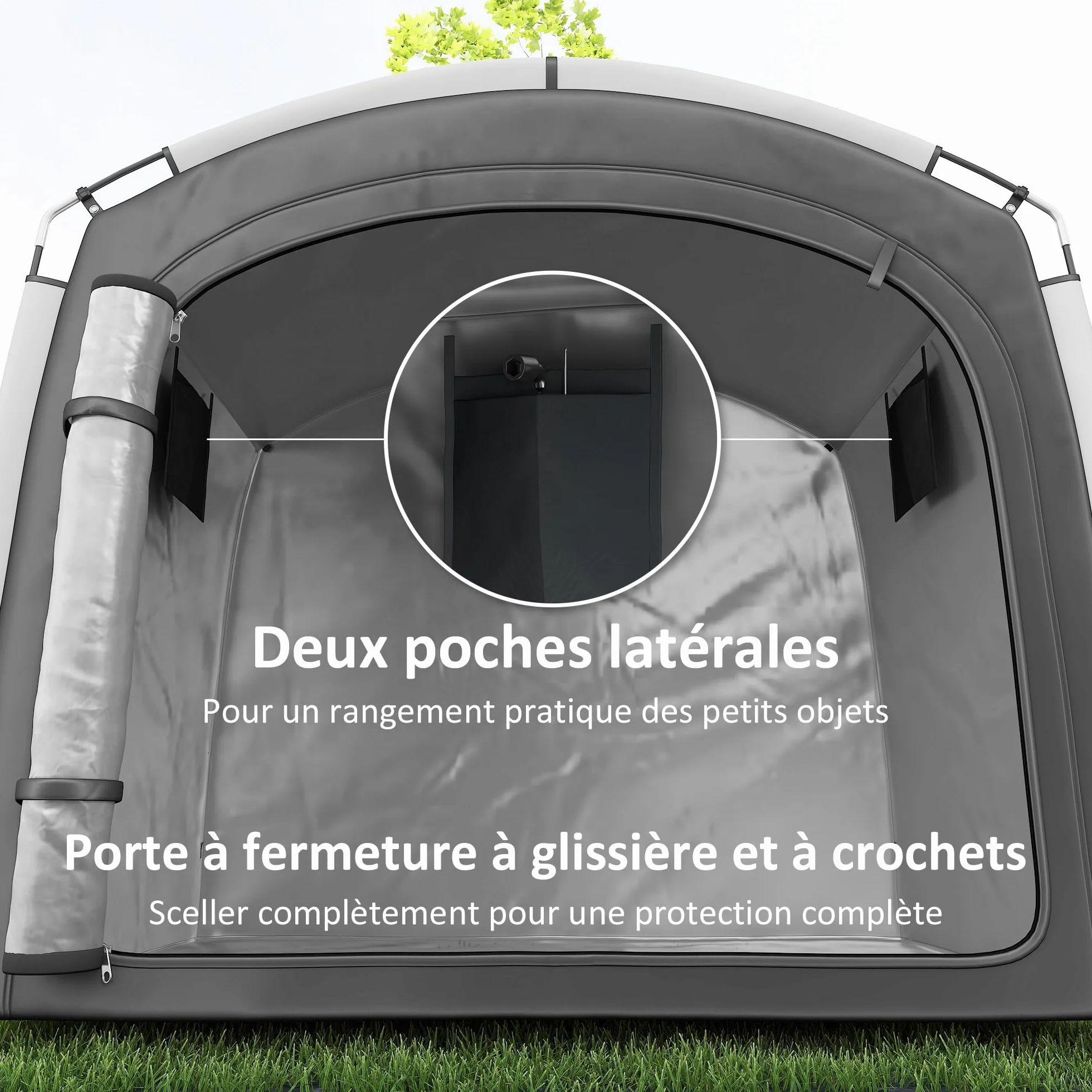 Outsunny Tente de vélo extérieur abri portable 3-4 vélos Jardin 220x150x195 cm Gris foncé