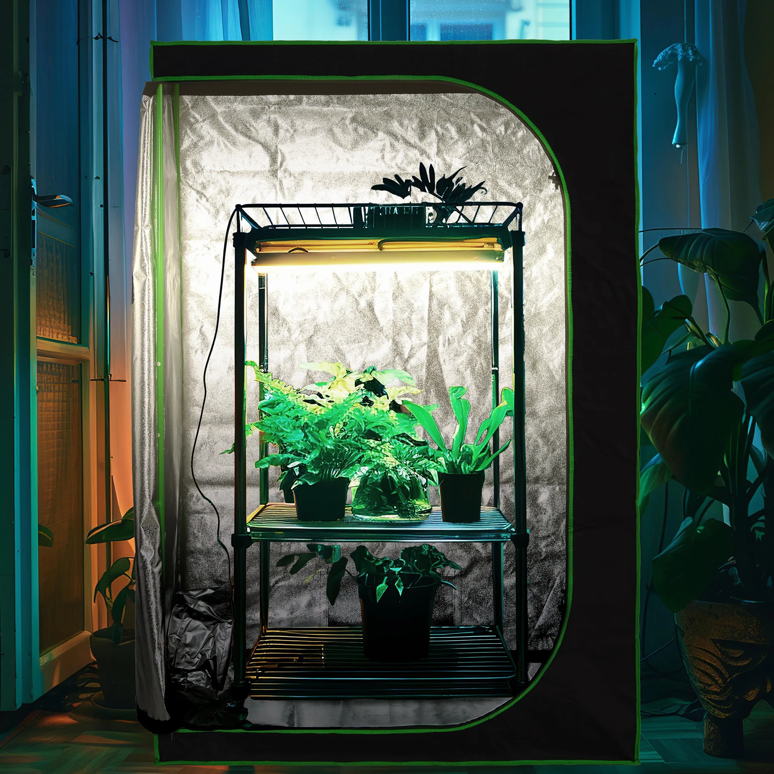 Relaxdays Chambre de Culture Film intérieur réfléchissant 95% HLP 180 x 80 x 80 cm Noir Vert