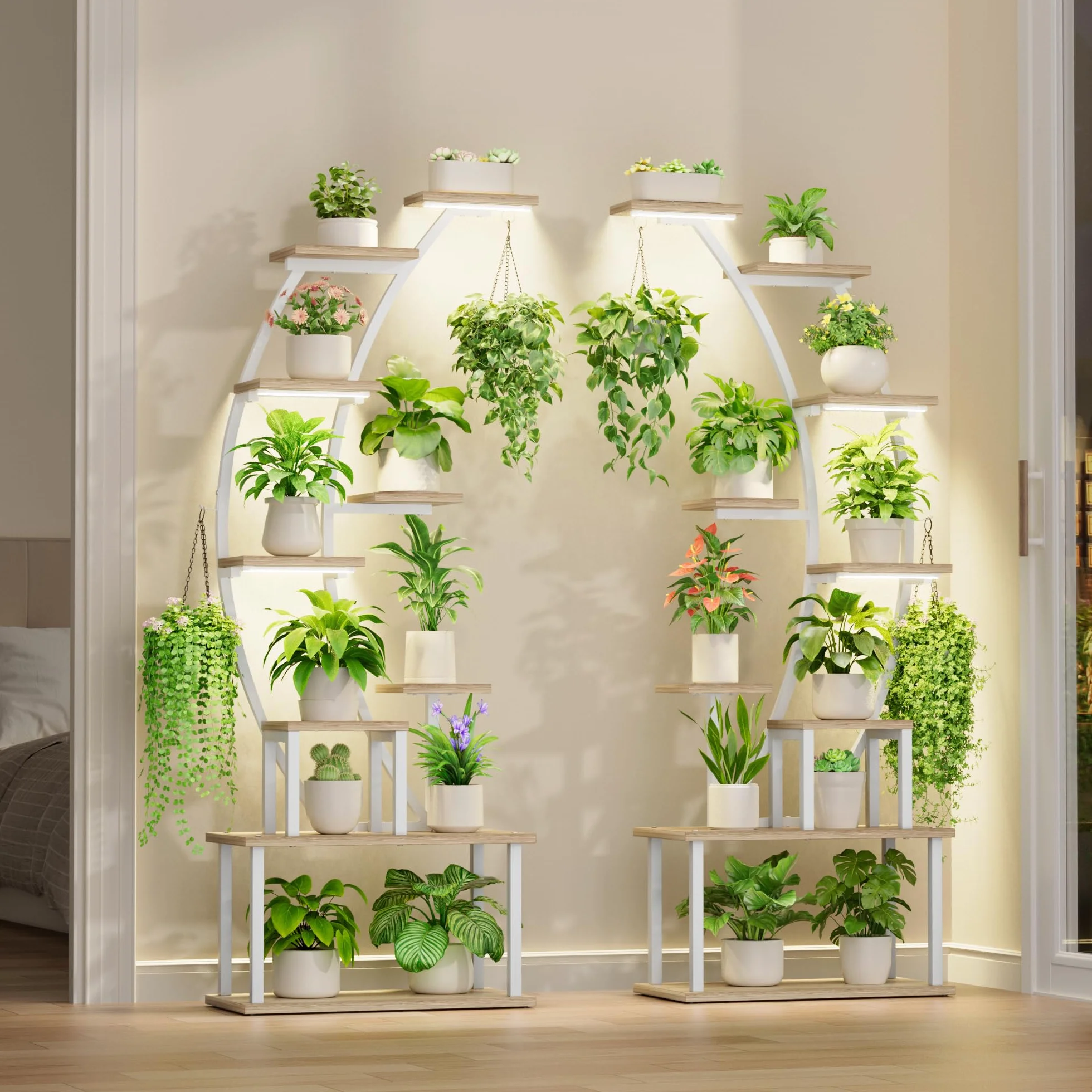 BACEKOLL Support pour plantes d'intérieur étagère métal 9 niveaux 160 cm lampe de croissance