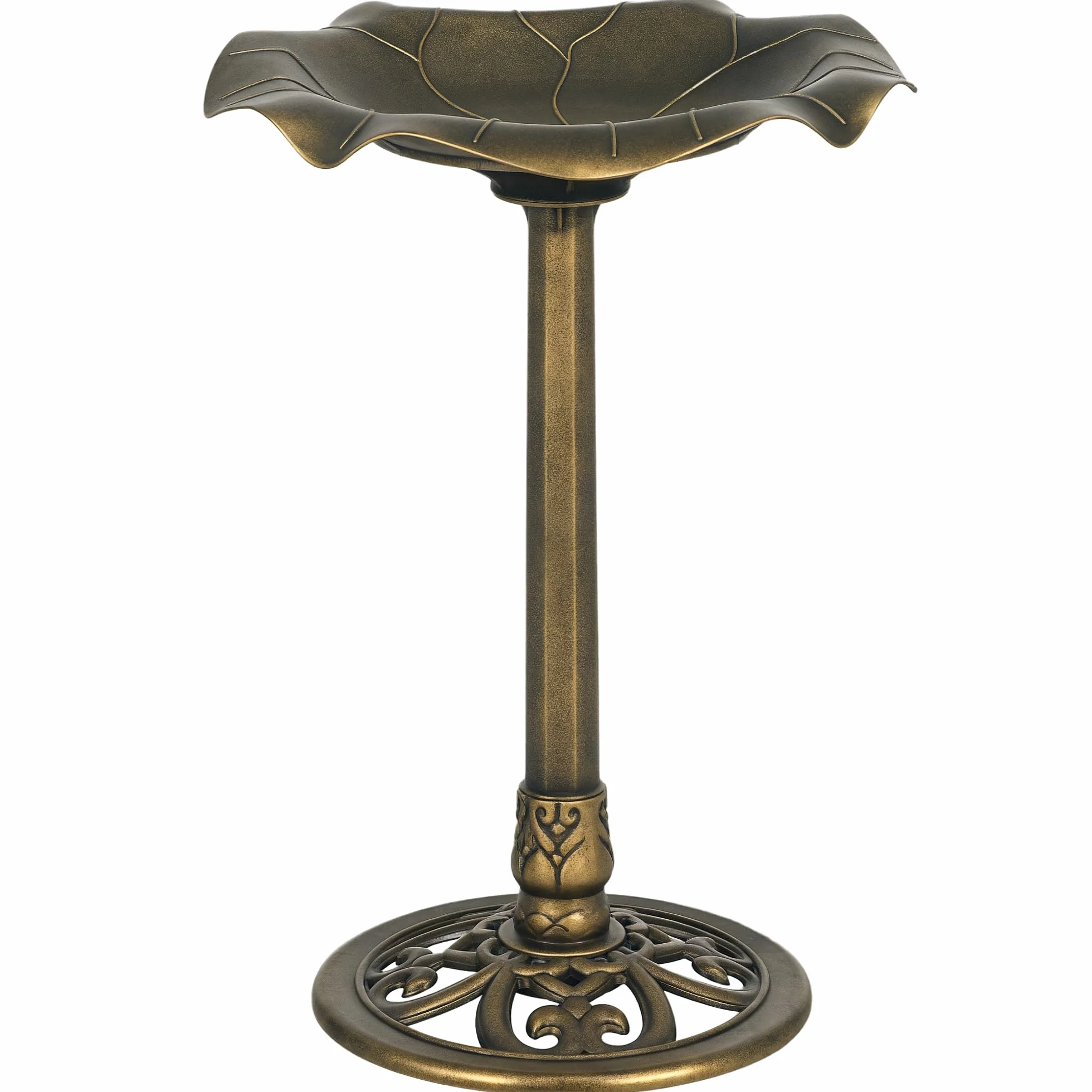 Outsunny Bain d'oiseaux Abreuvoir Mangeoire Bassin Feuille de Lotus Ø 50 x 71H cm Polypropylène Bronze Antique