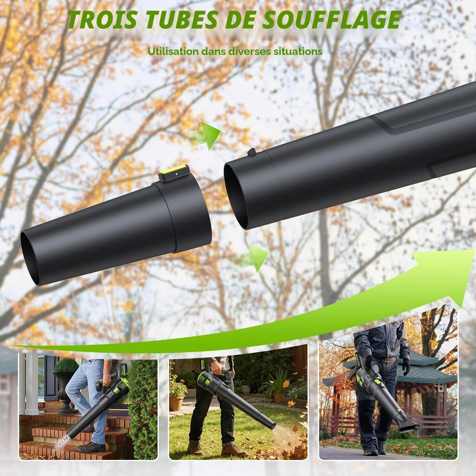 Souffleur Batterie sans Balais Gisam 2x3.0Ah 2 Vitesses Turbo Mode Max 25000RPM 750m³/h