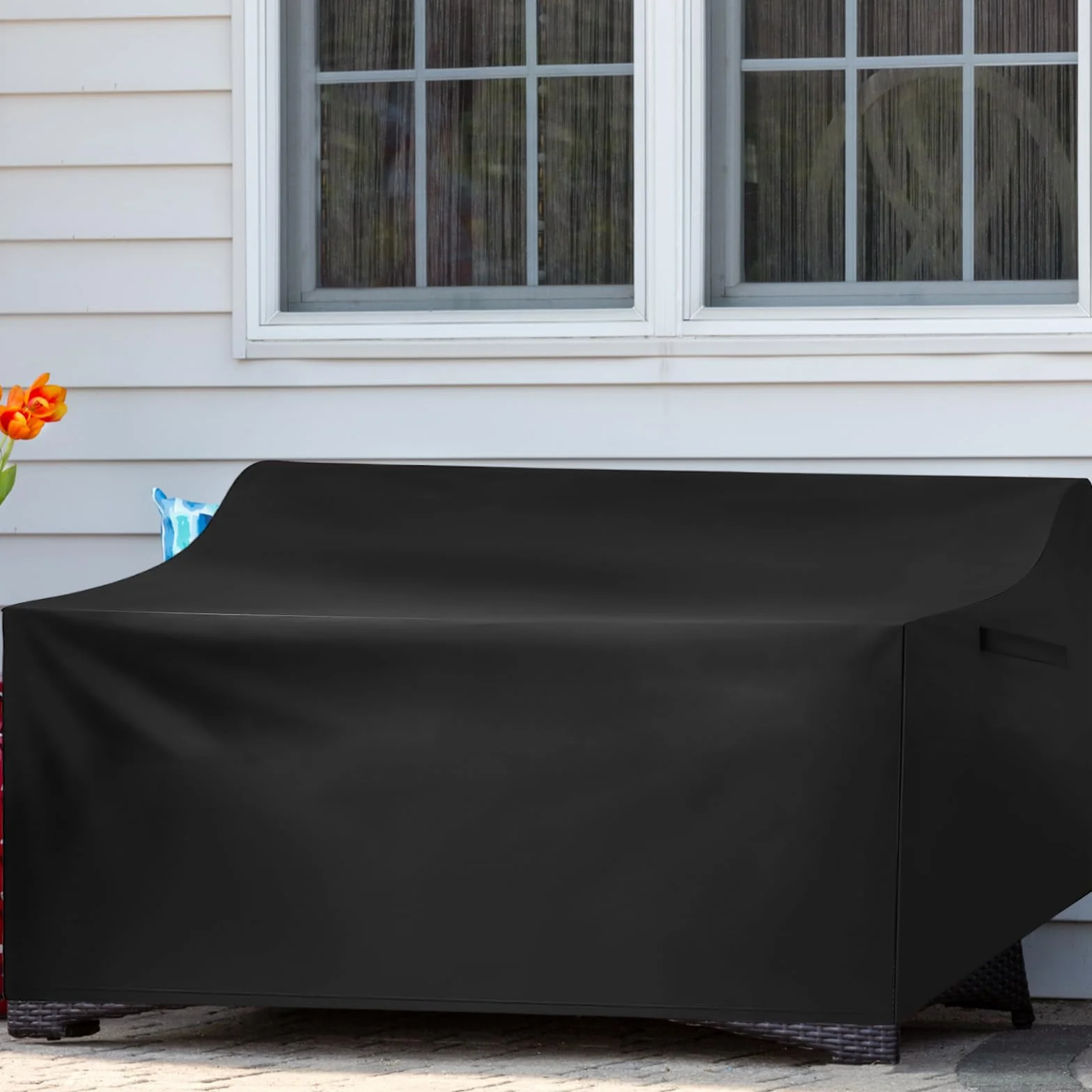 Housse de protection pour banc de jardin 134x70x65/94 cm Oxford 420D imperméable coupe-vent résistante aux UV