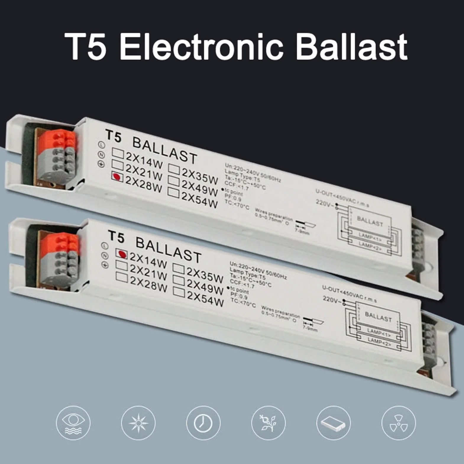 Ballast Électronique T5 2x14W/2x28W pour Lampe Fluorescente - 220-240V AC (Couleur : 2x28W)