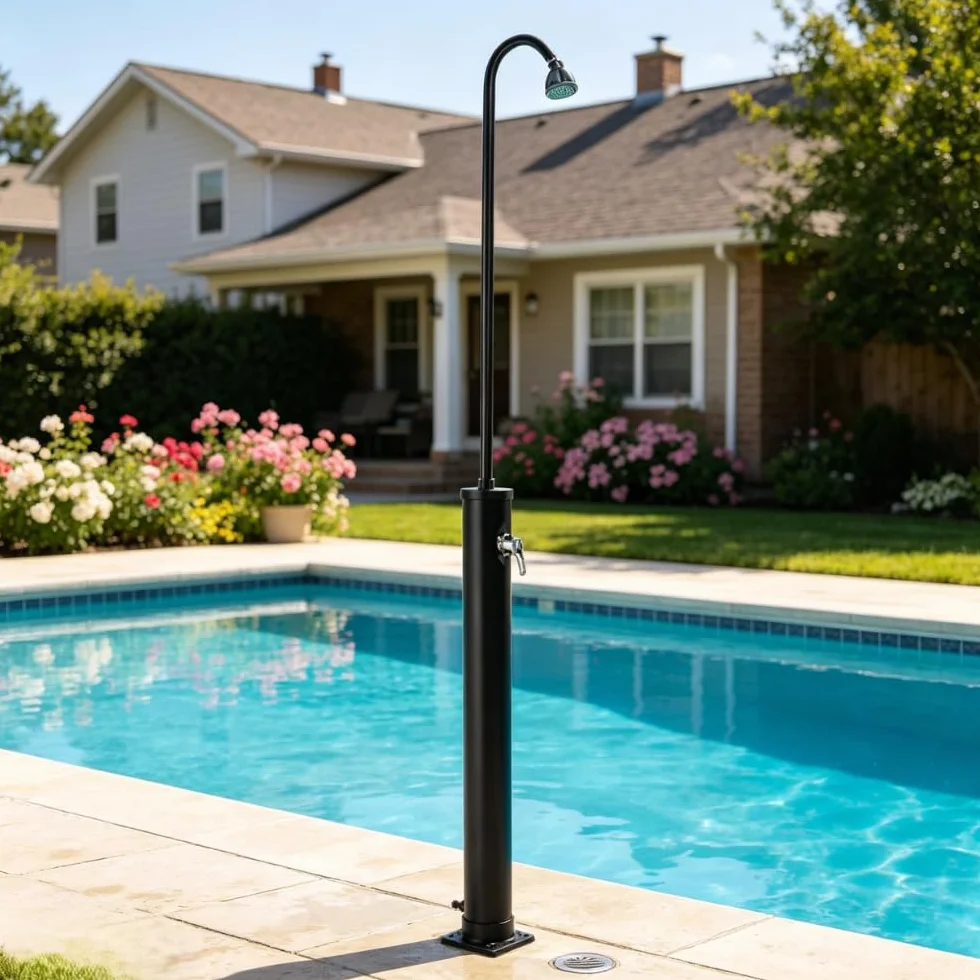 Bonnlo Douche Solaire 10L Exterieur avec Pommeau Douchette Robinet Eau Chaude Temperature Reglable Jardin Plage Piscine