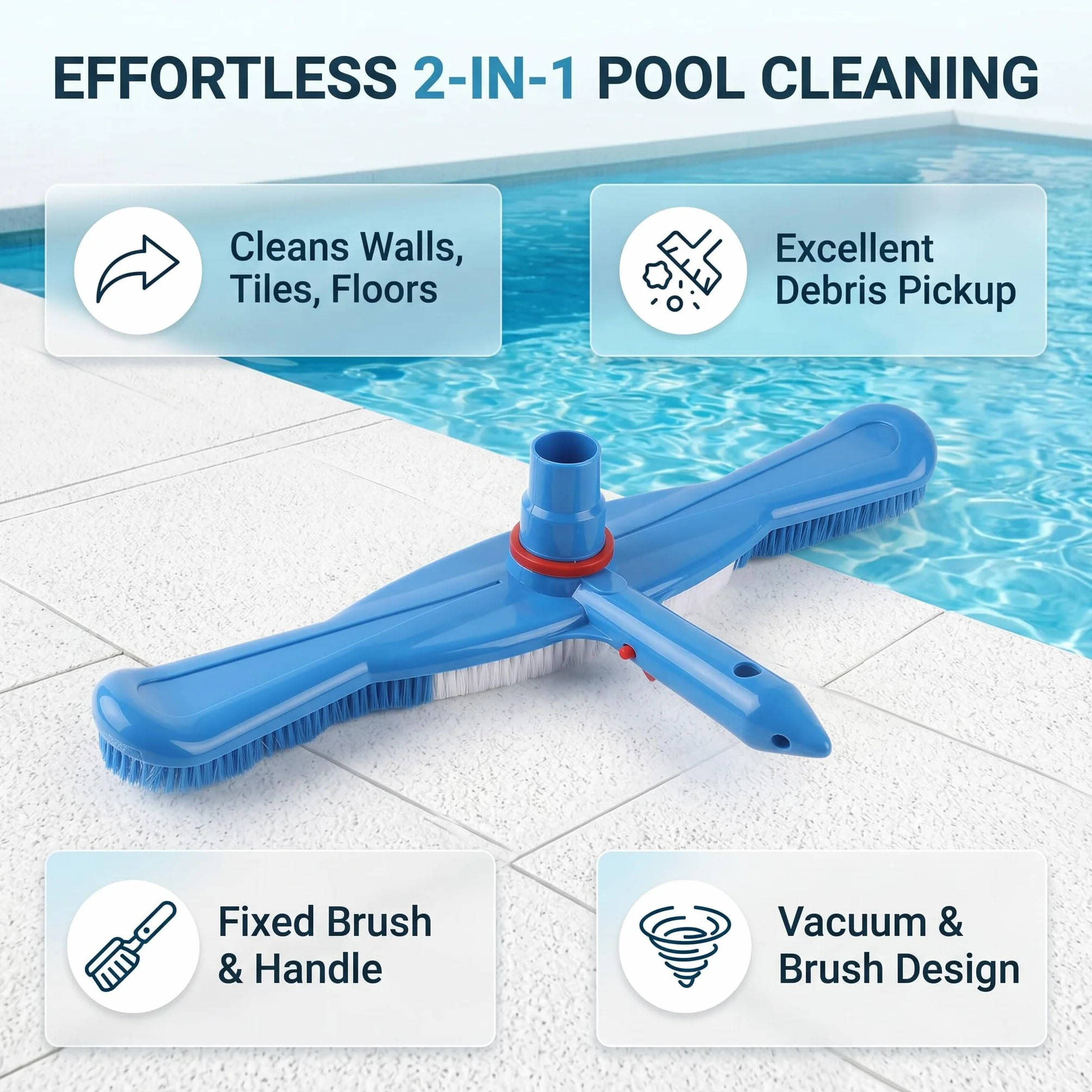 Cocoarm Tête d'Aspirateur de Piscine, Nettoyeur Brosse pour Piscine et Spa