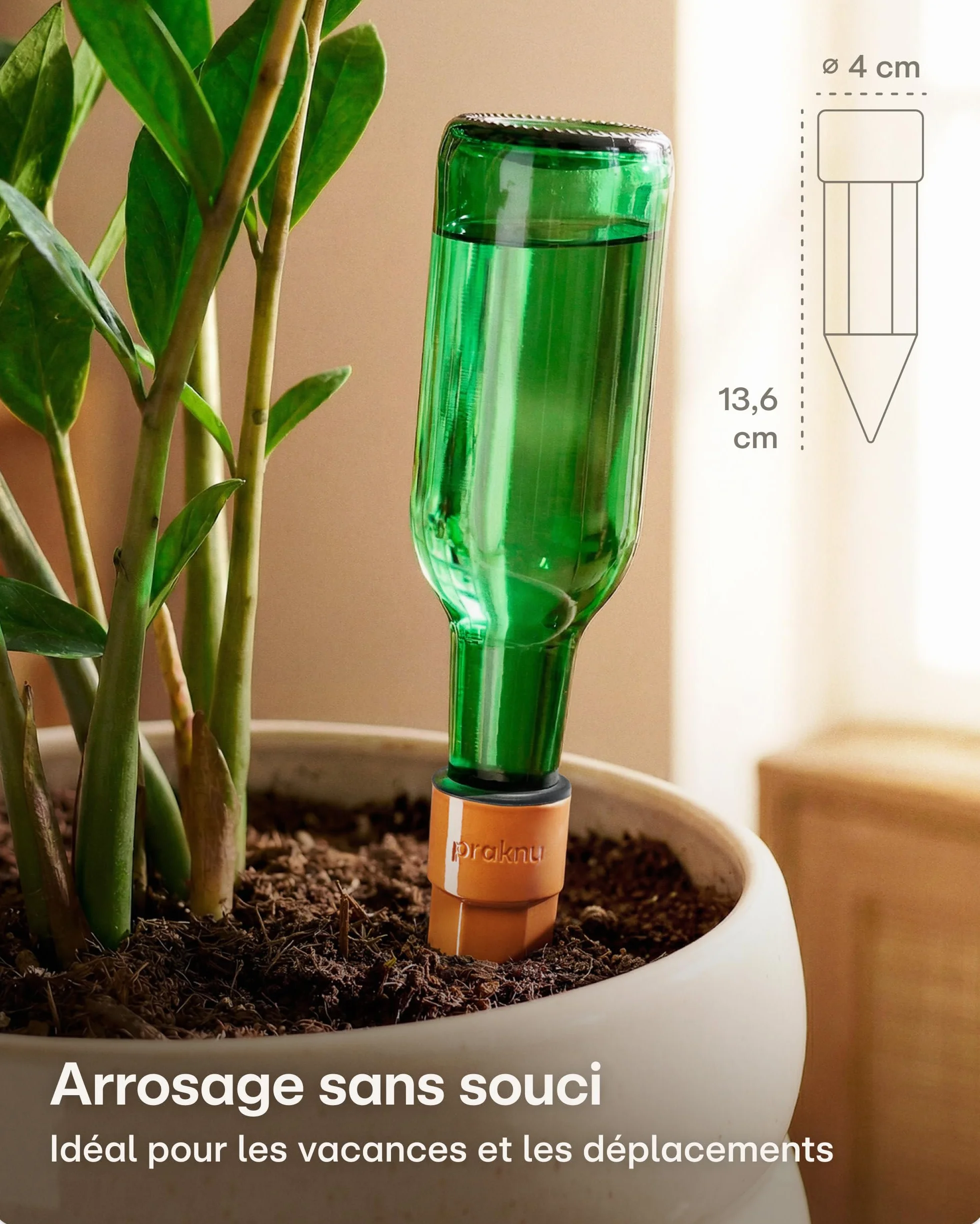 Oyas à Planter en Terre Cuite Petit – Arrosage Automatique Jusqu’à 10 Jours – Étanche avec Adaptateur PET – Distributeur d’Eau pour Vacances