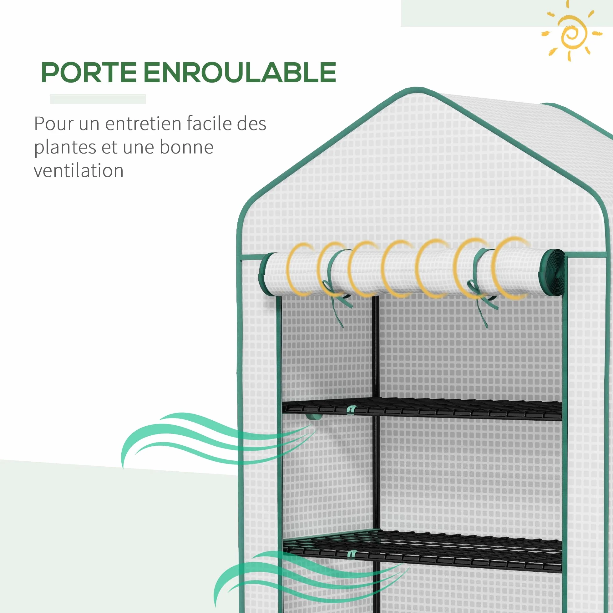 Outsunny Serre de Jardin 5 Niveaux, Balcon, Acier, Porte zippée Enroulable, 90x49x193cm, Blanc