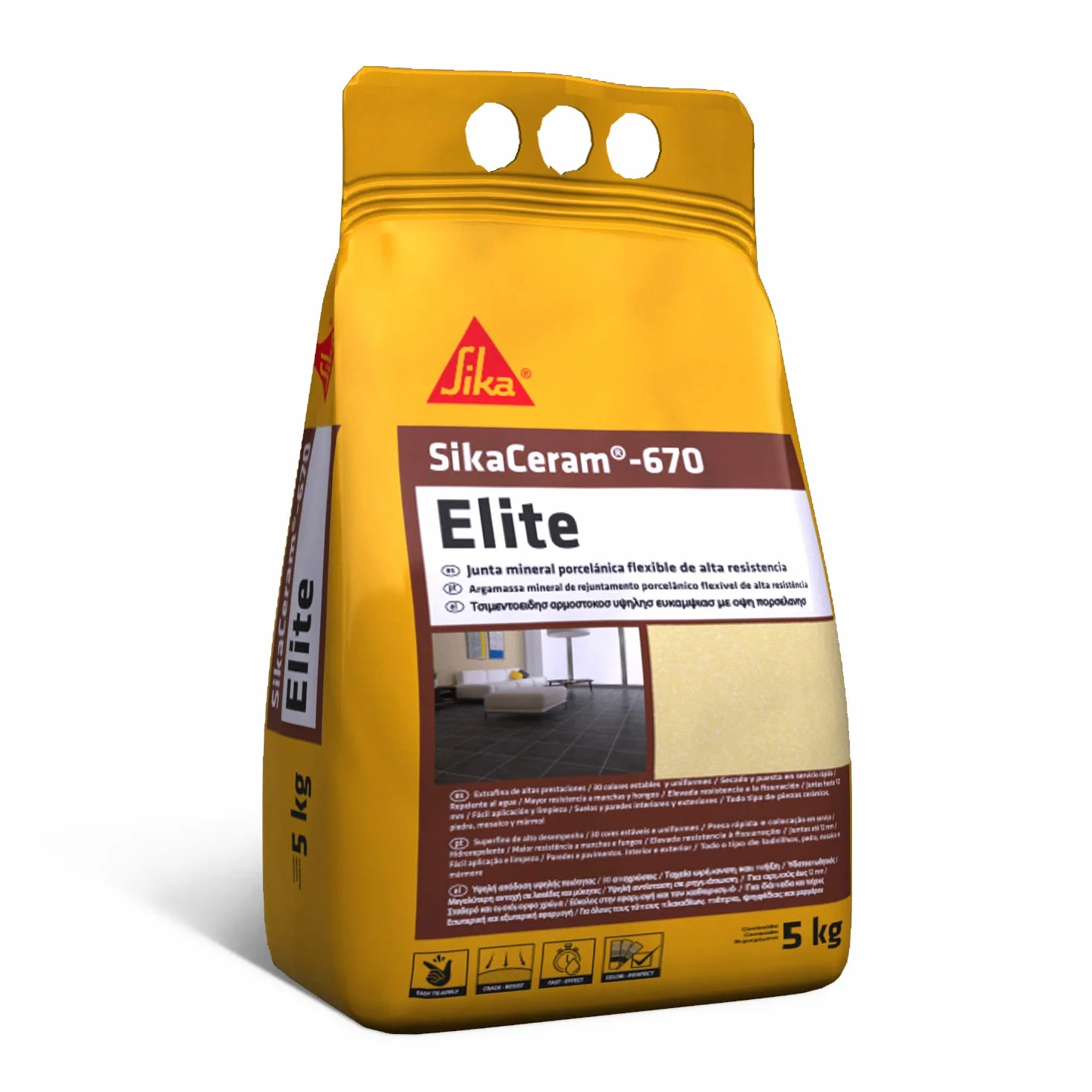 SIKA - Joint minéral cérame flexible - SikaCeram-670 Elite - Noir - Haute résistance colorée pour remplissage de joints de 2 à 12 mm dans les murs et les sols - 5 kg