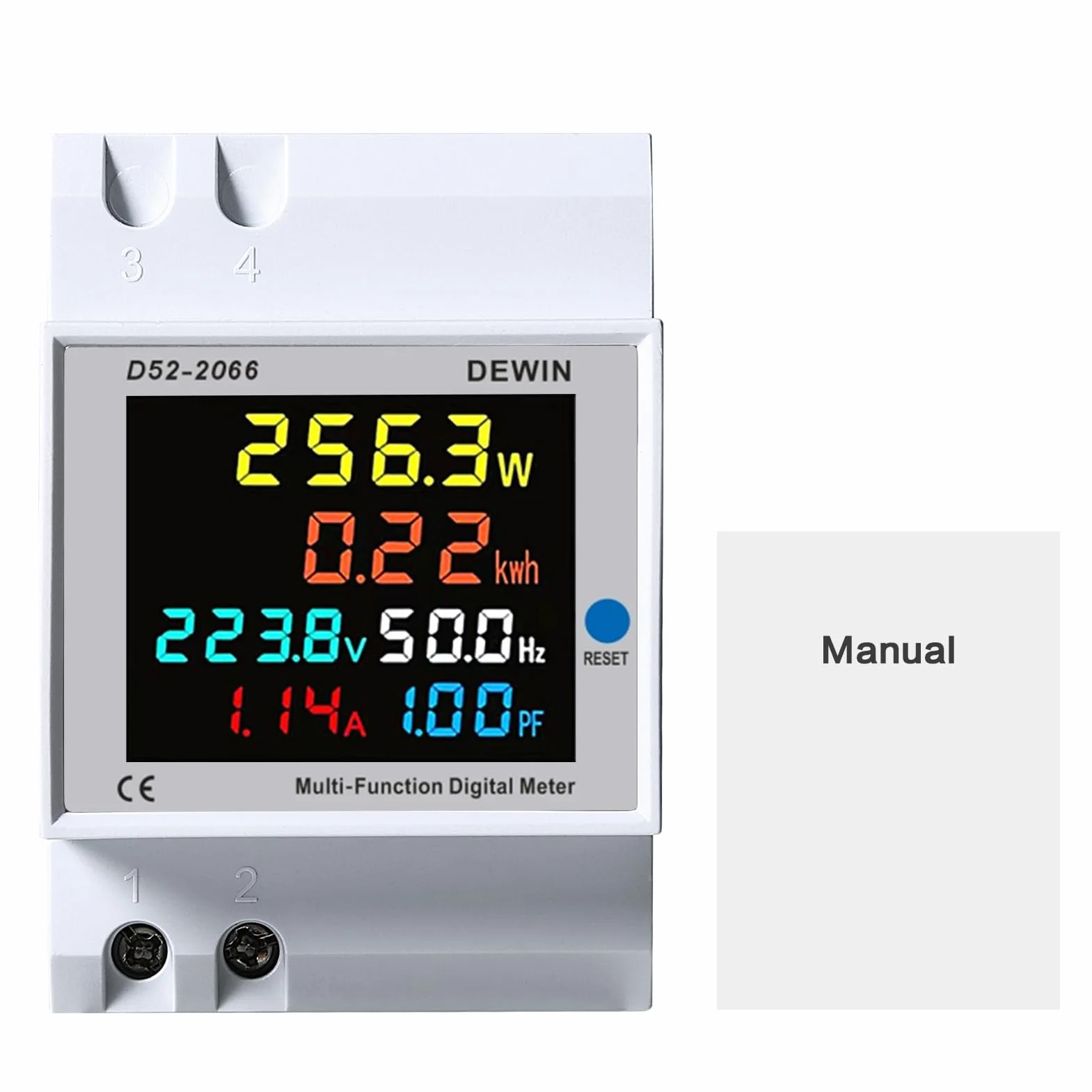 Compteur d'énergie sur rail DIN, 40-300 V CA, 100 A, wattmètre 6 en 1, compteur d'énergie numérique LCD, ampèremètre monophasé