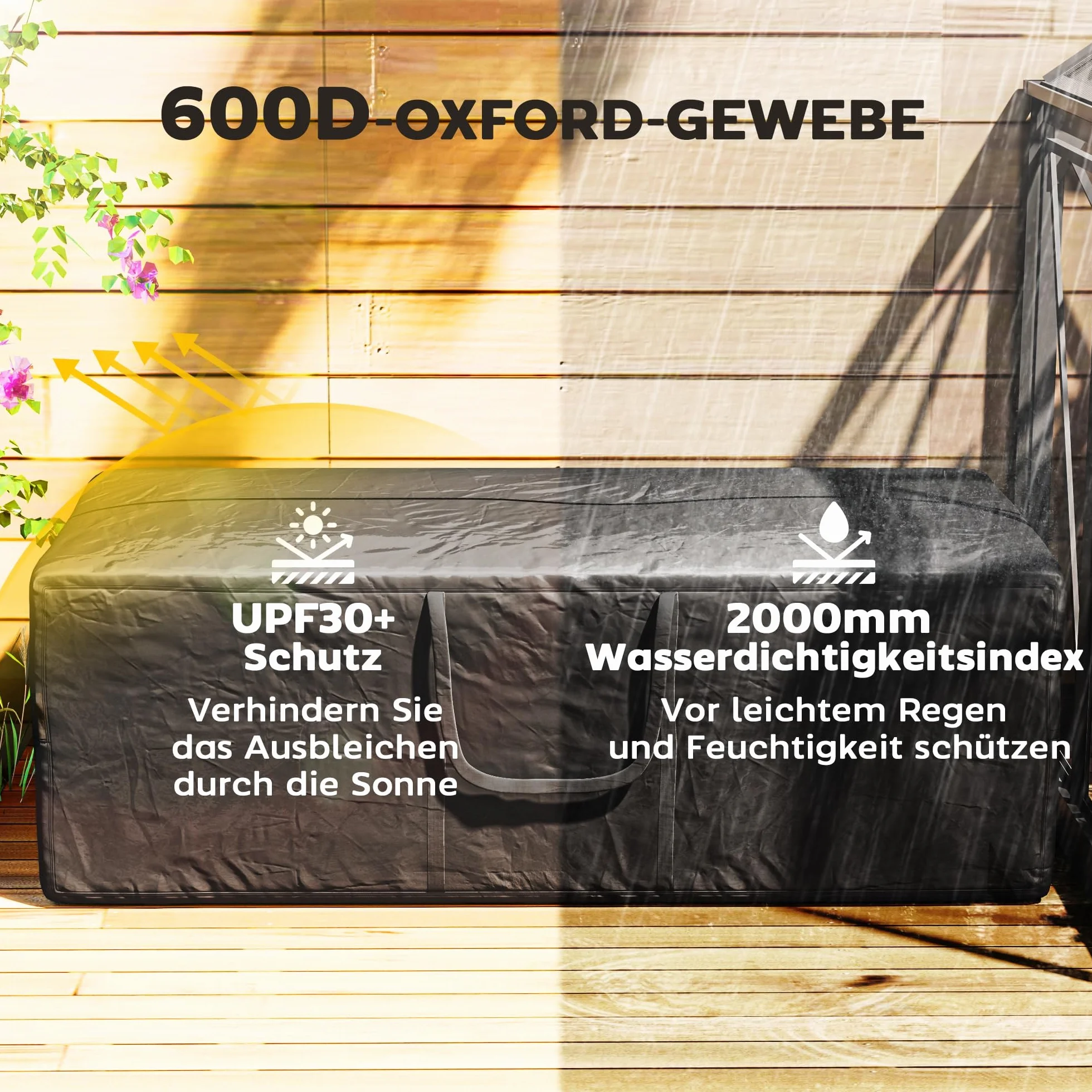 Outsunny Sac de rangement 600D Oxford 840L 100kg UV30+ étanche 175x80x60 cm Noir