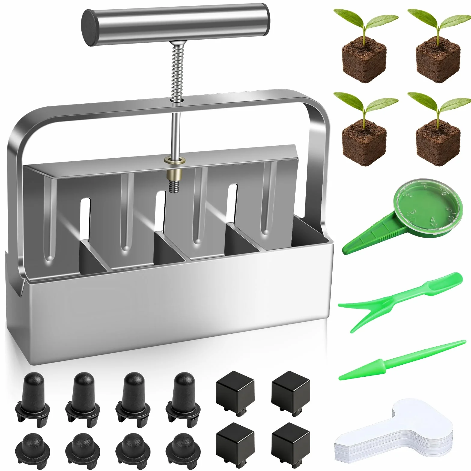 Presse à Motte Manuelle 5x5cm Alliage d'Aluminium 4 Cellules pour Semis