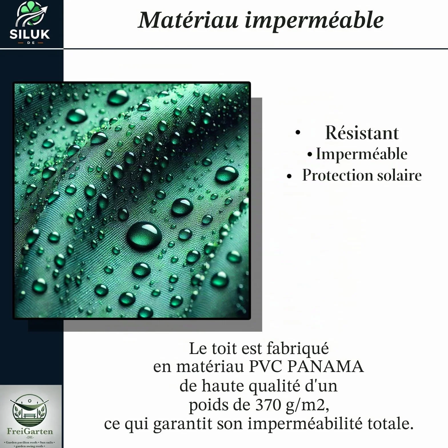 Pavillon de jardin PVC 350 cm panama étanche toit de rechange modèle 2