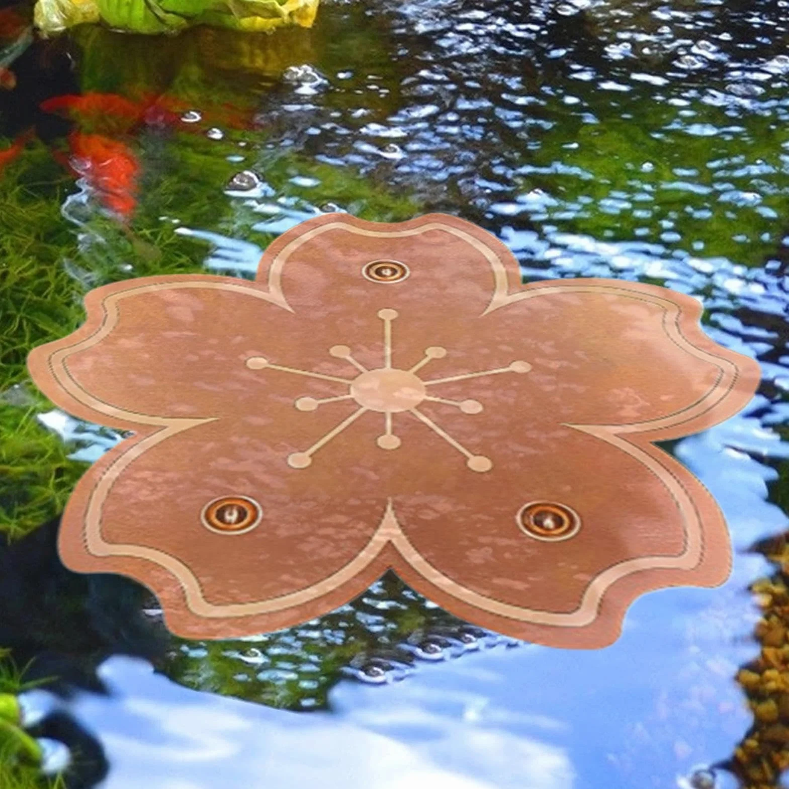 Disque Cuivre Bain Oiseaux Plaques Bronze Bassin Purificateur Eau Naturel Anti Algues Résistant Rouille Support Stable Trois Points