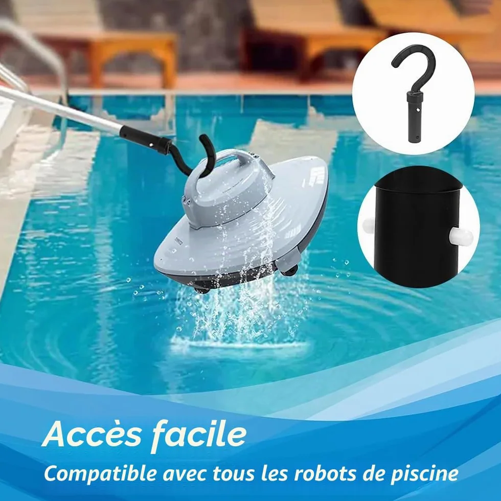 HEYIDAMAI Crochet Robot Piscine Tige Télescopique 185 cm Accessoire Aspirateur