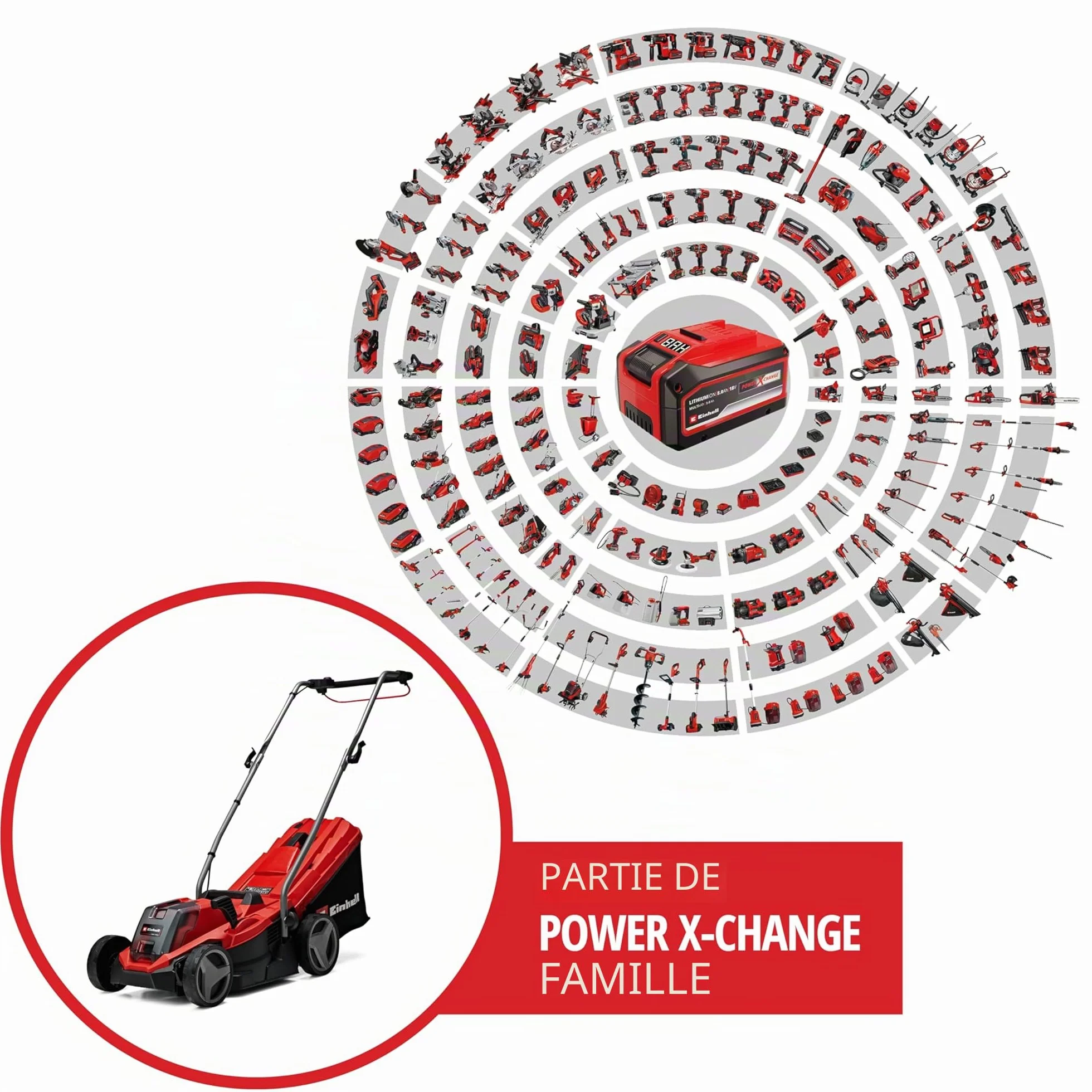 Einhell Tondeuse à Gazon sans Fil GE-CM 18/33 Li Kit Power X-Change 18V Largeur de Coupe 33cm Surface 200 m² Batterie 4,0 Ah
