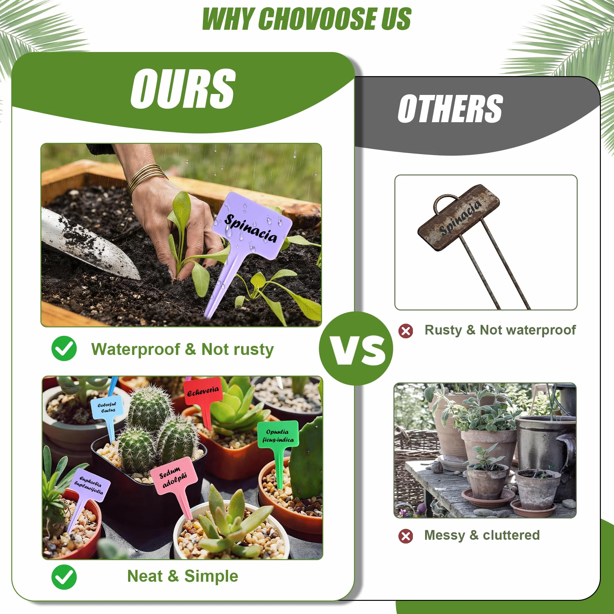 Étiquettes pour Plantes 200 Pièces, Accessoires Jardinage Étanche, Étiquette Plastique Semis Réutilisable