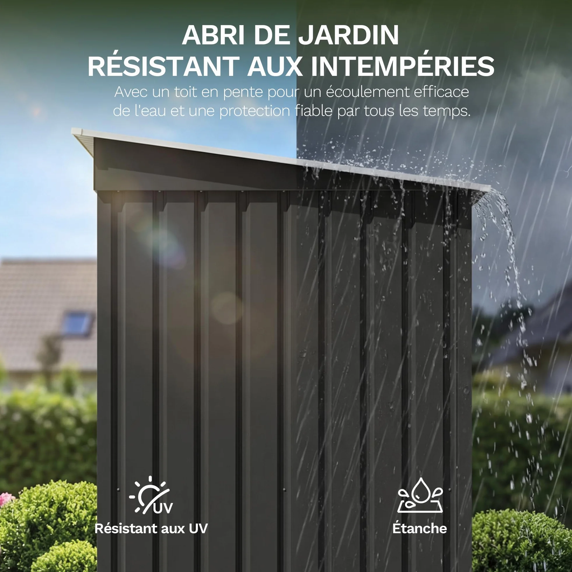 Devoko Abri de Jardin métallique 5x3 ft, Rangement extérieur ventilé résistant intempéries Noir
