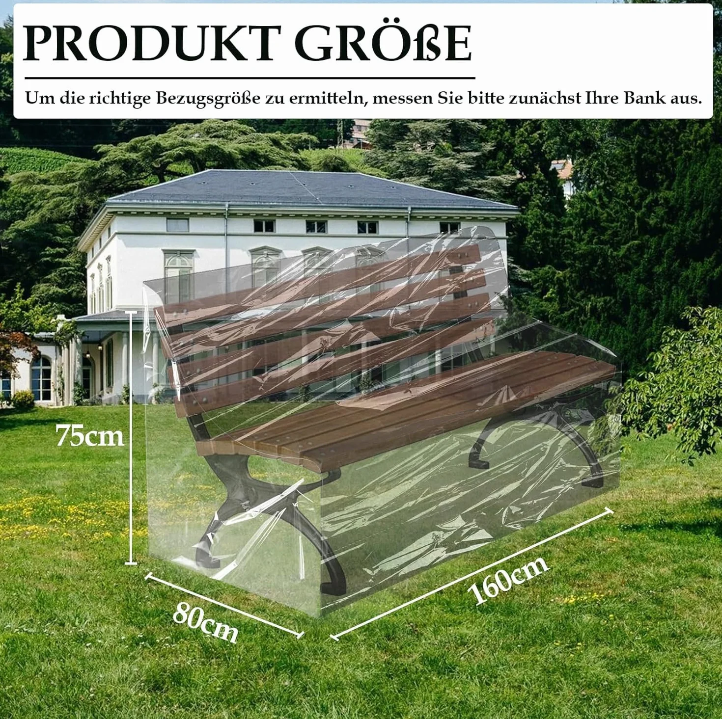 Housse de protection pour banc de jardin 160 x 80 x 75 cm Transparent Résistante aux intempéries